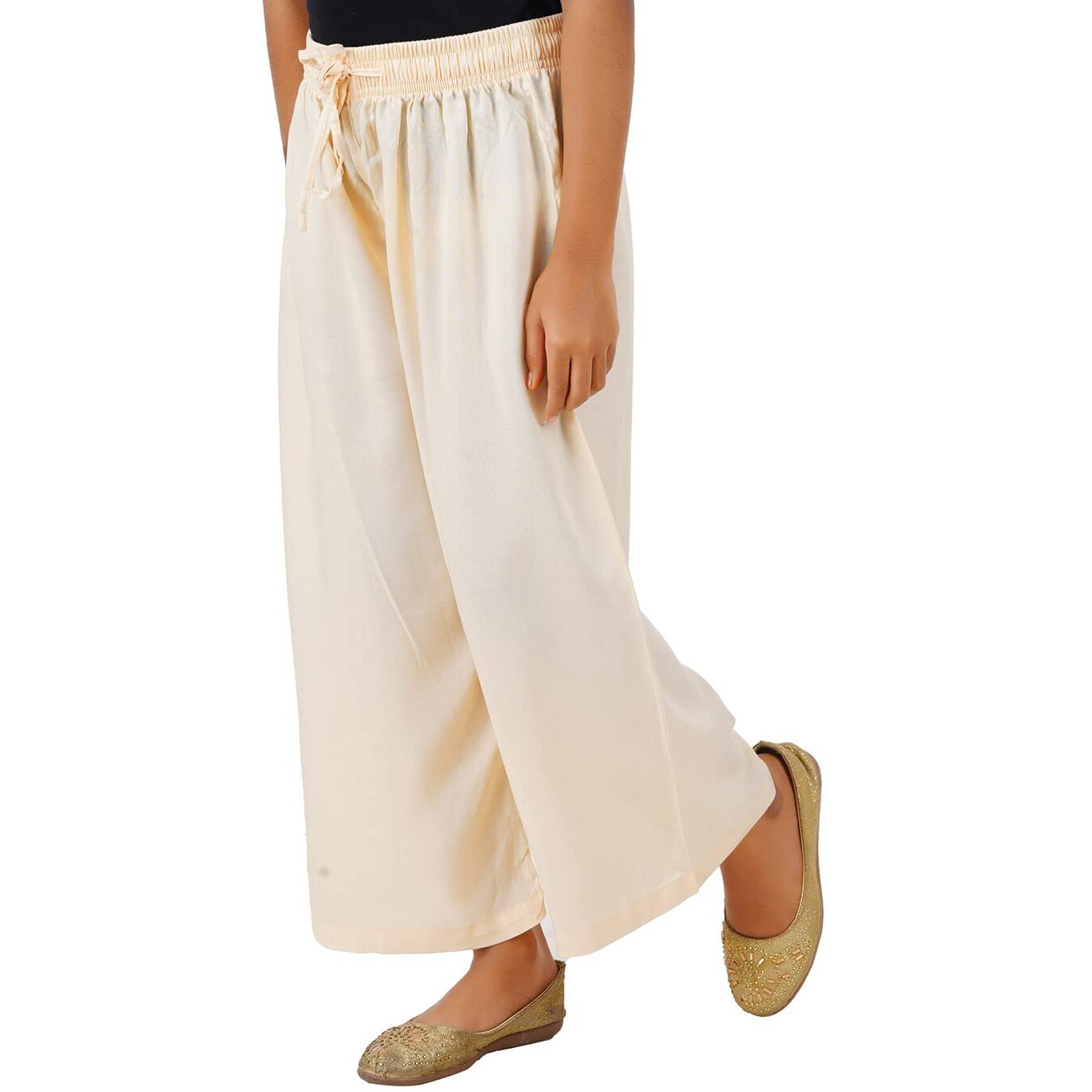 Happy Bunny Stylish Rayon Blend Girls Palazzo Pants, Skin Friendly, Party & Outdoor Wear, Solid Flowy, Mild Shine - Regular Fit, Full Length.