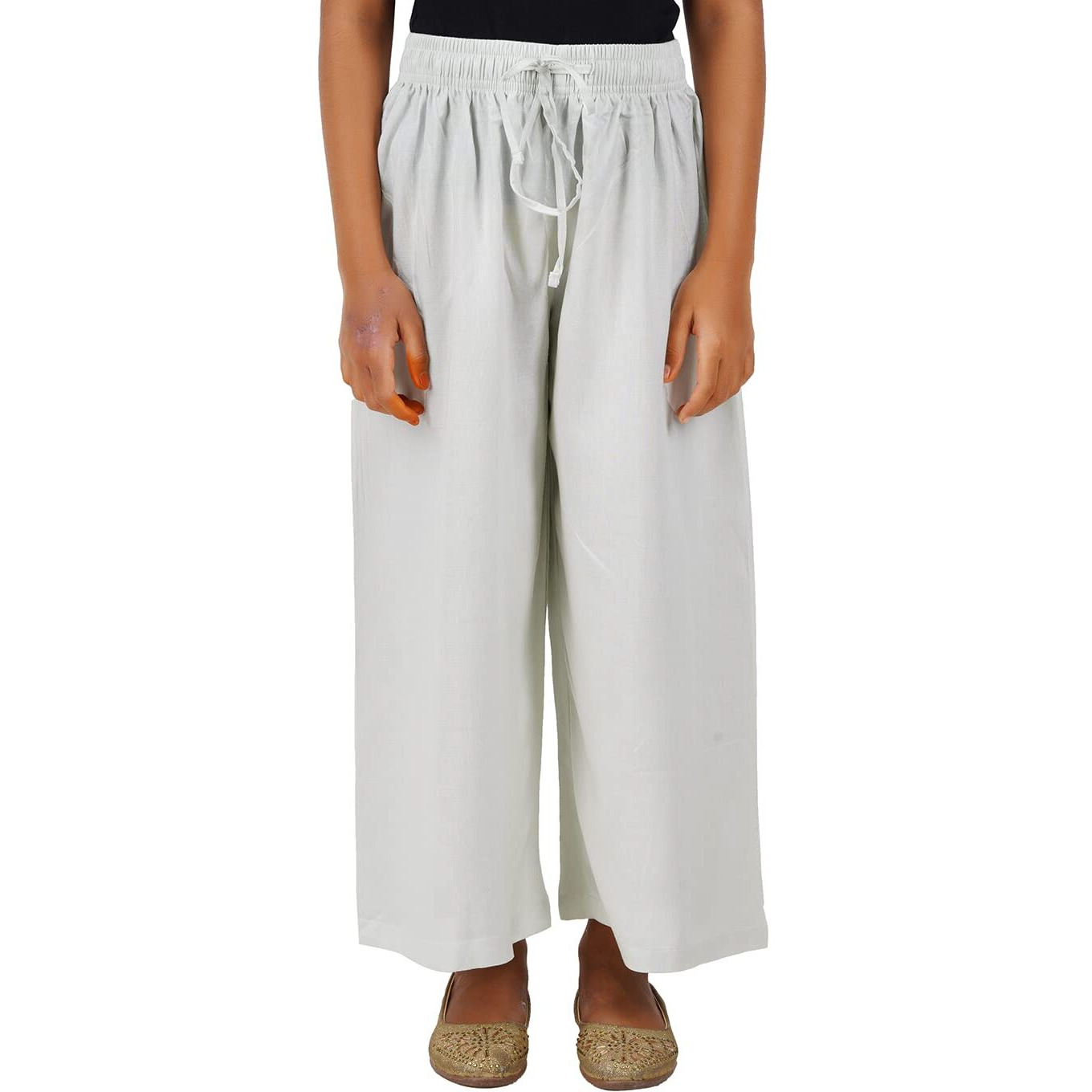Happy Bunny Stylish Rayon Blend Girls Palazzo Pants, Skin Friendly, Party & Outdoor Wear, Solid Flowy, Mild Shine - Regular Fit, Full Length.