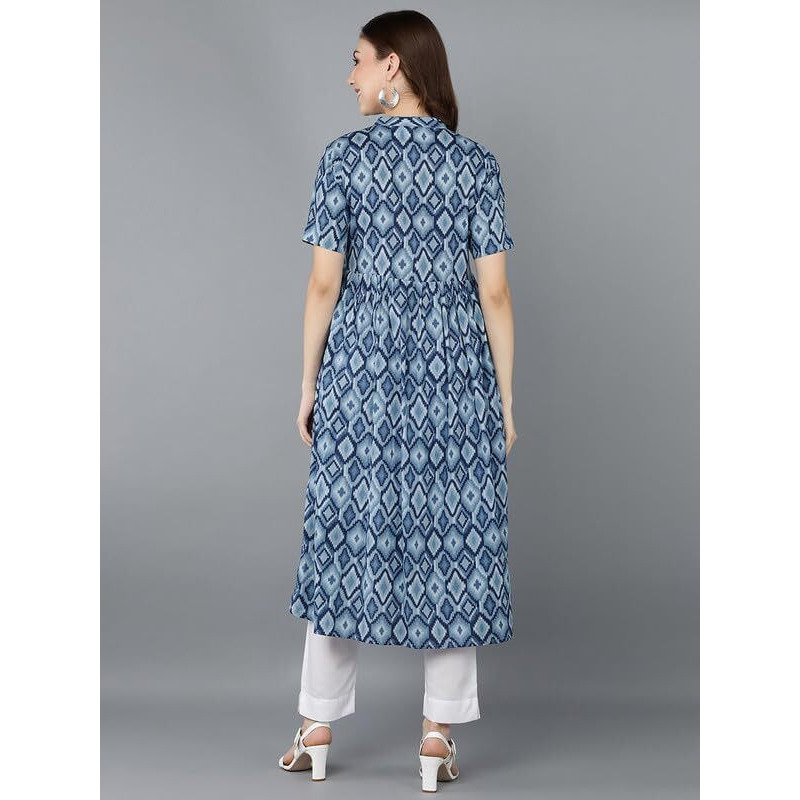 Vaamsi Women's Abstract Printed Anarkali Kurta (Vck8590A_Xs_Blue)