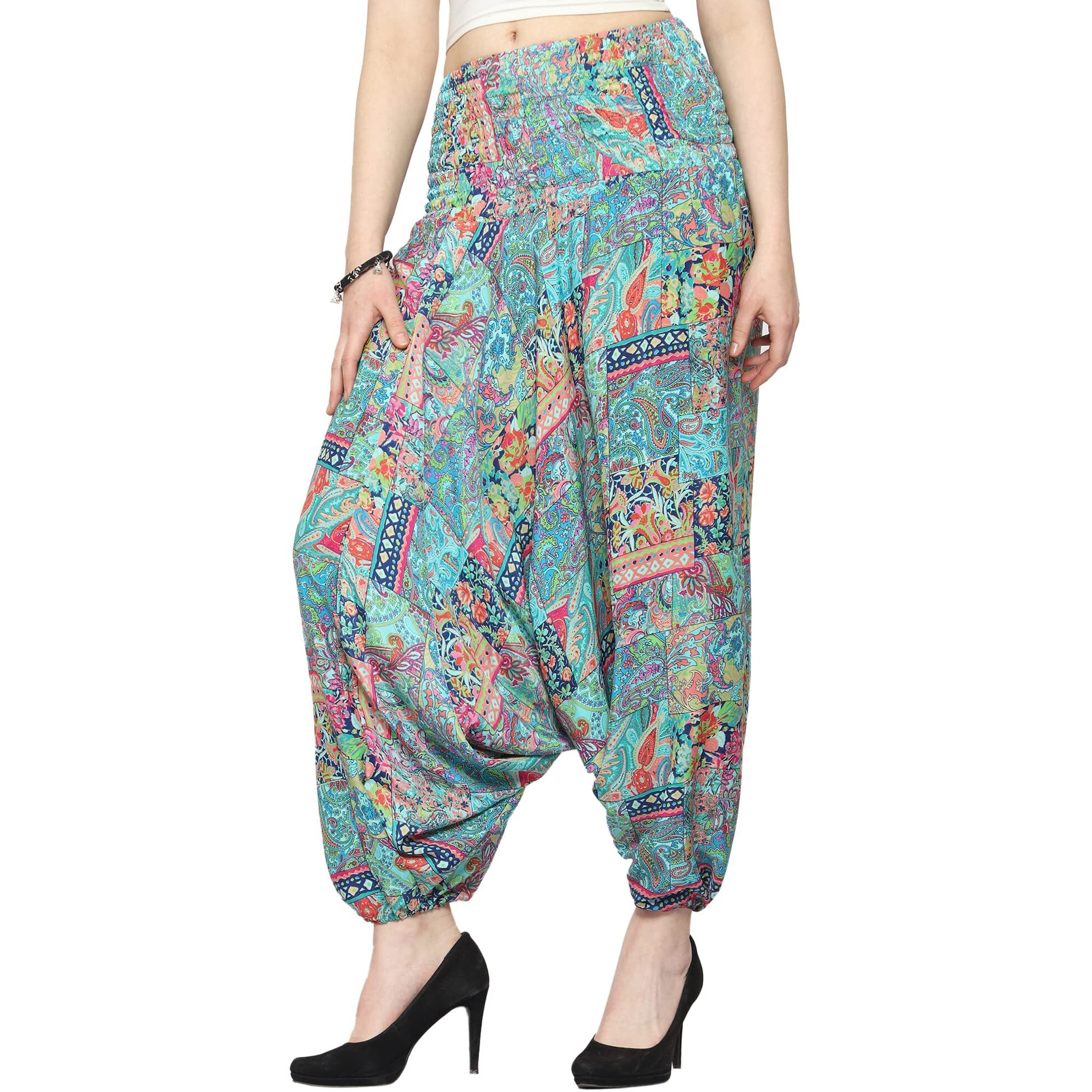 Ke Kanhaexports Women Yoga Pants Stretchable Harem Pants Stylish Baggy Trousers For Woman Multipurpose Wear In Gym,Yoga, Track & Loose Fit Multi Way Of Styling Pants (Pants 1) Xl