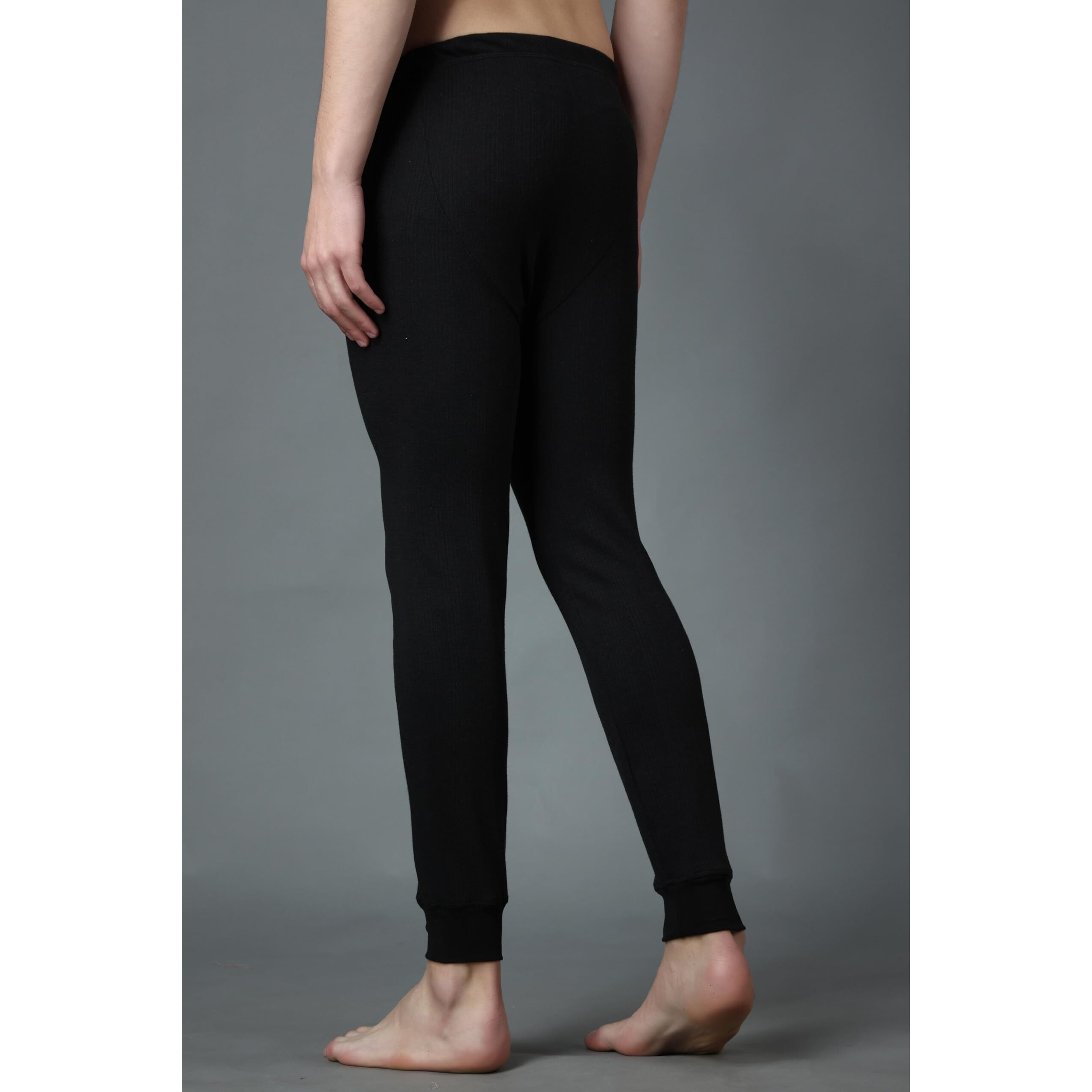 Wearslim Premium Winter Thermal Bottom Underwear For Men | Ultra Soft Winter Warmer Inner Wear Johns Pant Lower - Zed Black