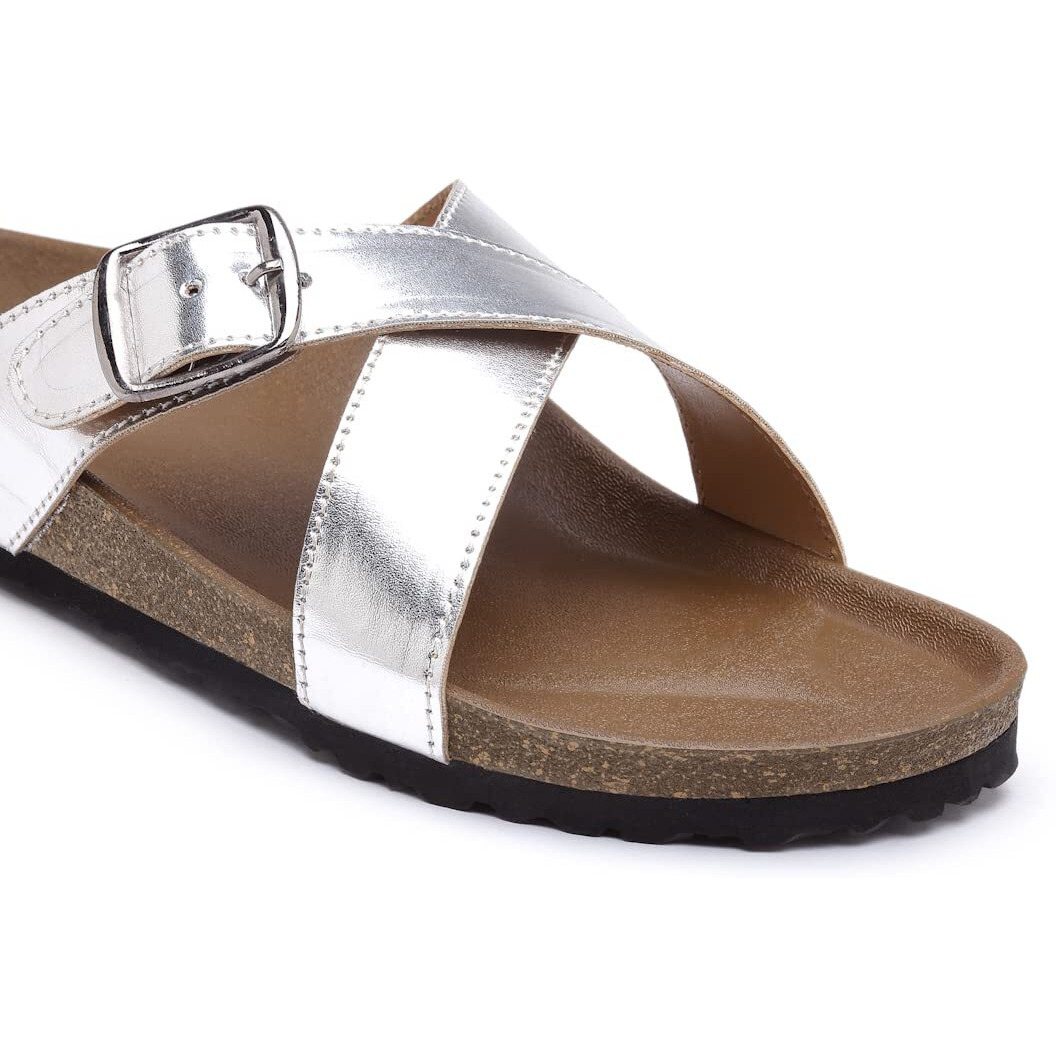 Refoam Owrfmo-03(W) Women's Outdoor | Trendy | Stylish Silver Synthetic Leather Casual Sandal