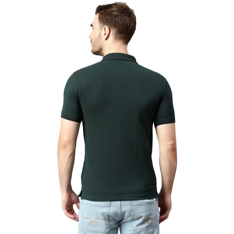 Cantabil Men Green Cotton Blend Polo Neck Half Sleeve Solid T-Shirt (Mtsh00183_B.Green_Xxl)
