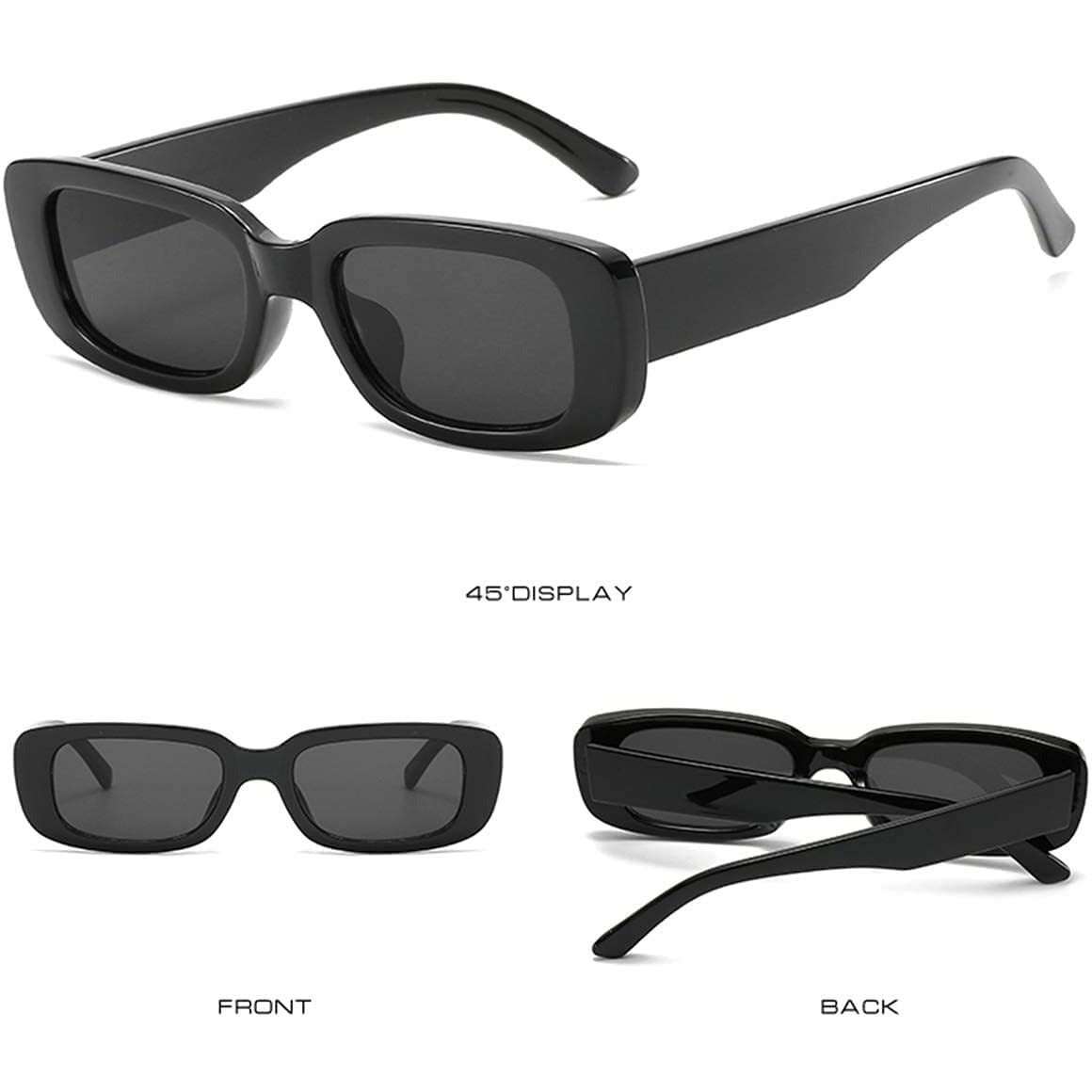 Dlala Pack Of 2 Retro Fashion Rectangle Mc Stand Glasses For Men/Women Trendy Sunglasses Uv 400 Protection Square Frame - Eyewear (Combo(White+Black))