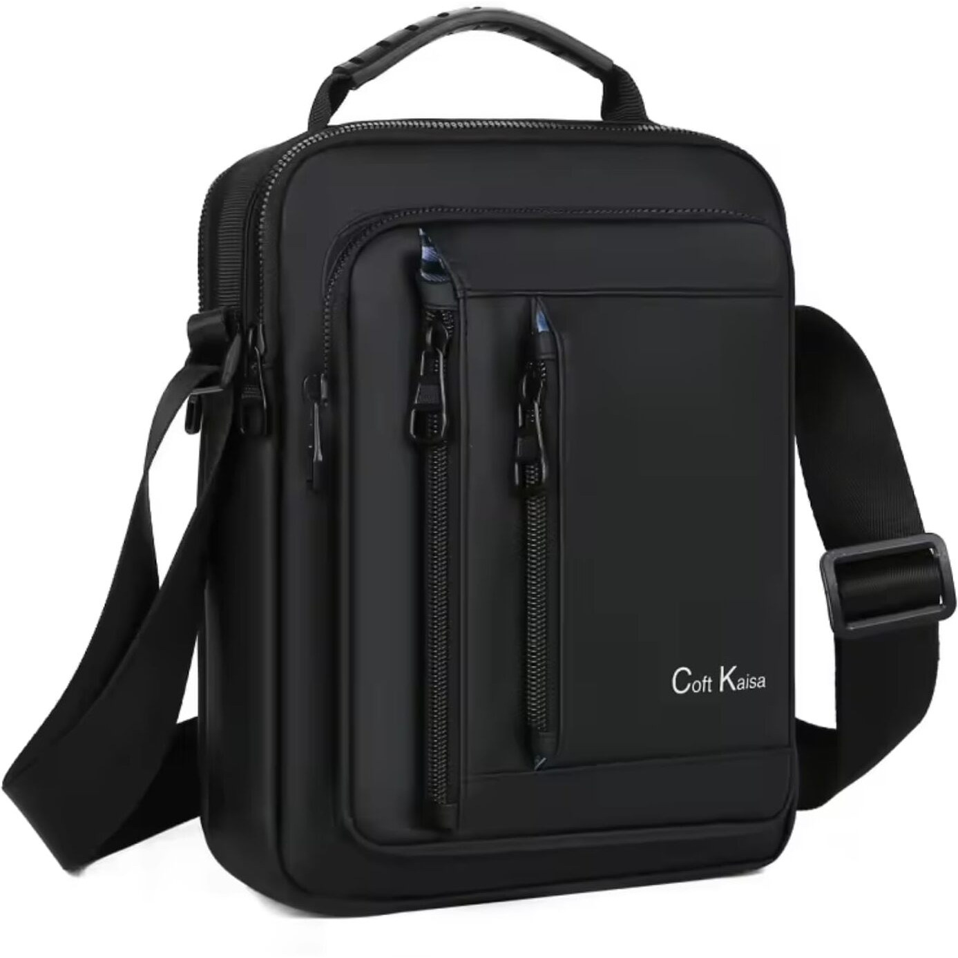 Teesta Oxford Soft Linen Material ManS Casual Cross-Body Small Messenger Sling Bag Adjustable Shoulder Strap ManS Handbag MultipleS Zippers Passport Cards Mobile Pocket 9.5Inch Tablet (Black)