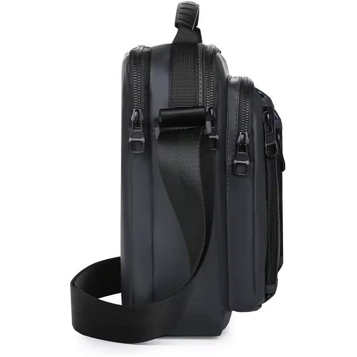 Teesta Oxford Soft Linen Material ManS Casual Cross-Body Small Messenger Sling Bag Adjustable Shoulder Strap ManS Handbag MultipleS Zippers Passport Cards Mobile Pocket 9.5Inch Tablet (Black)