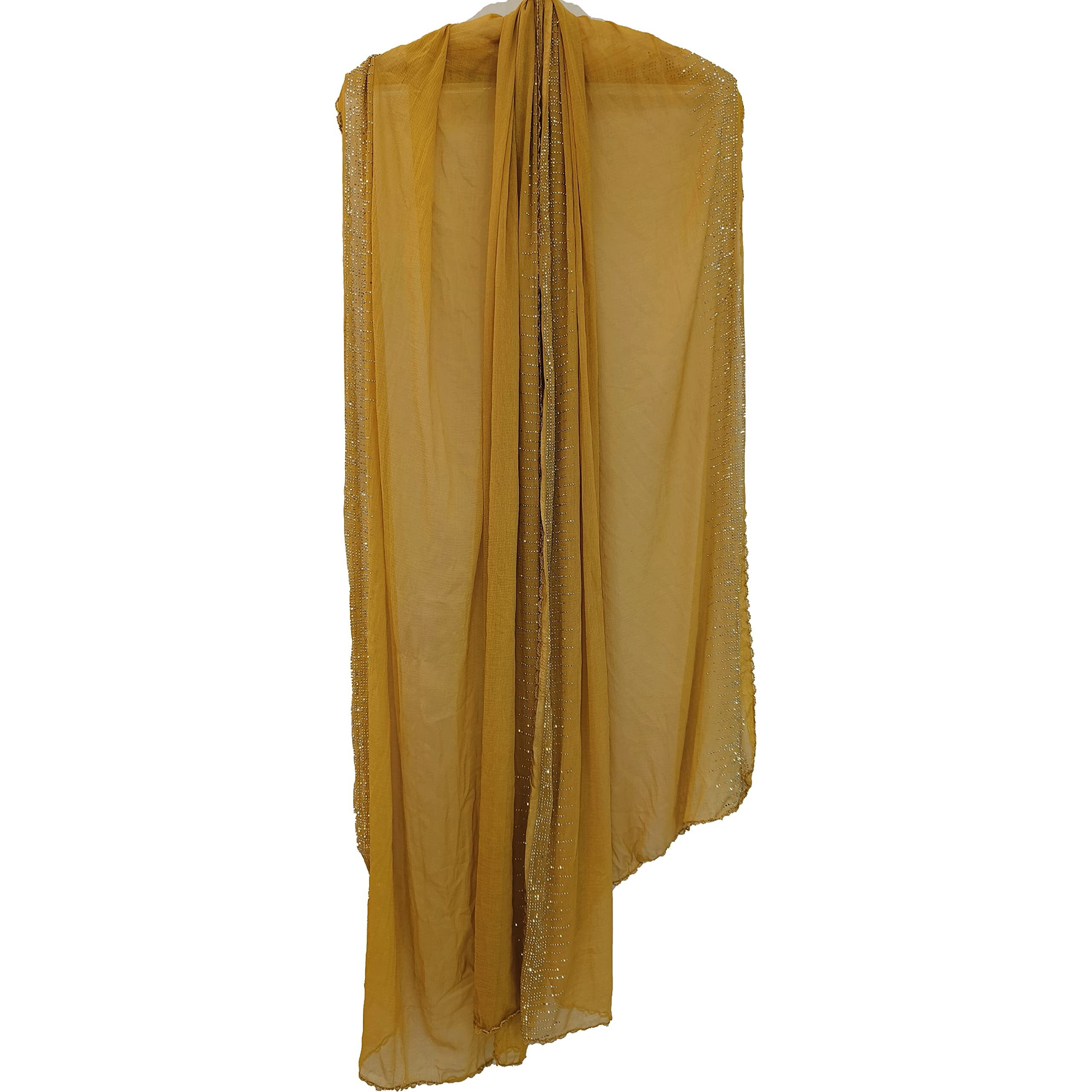 Zen Women's Chiffon Stone Work Dupatta (2.25 Meters) (Beige)