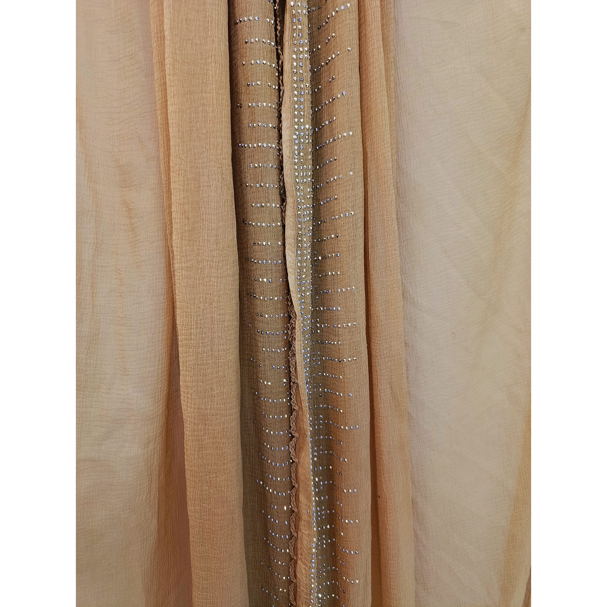 Zen Women's Chiffon Stone Work Dupatta (2.25 Meters) (Beige)