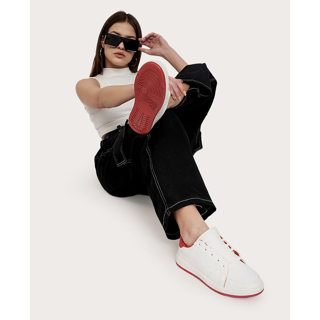 Kazarmax Xxiv Classic White Red Trainers/Sneakers Shoes For Girls/Women- 3 Uk