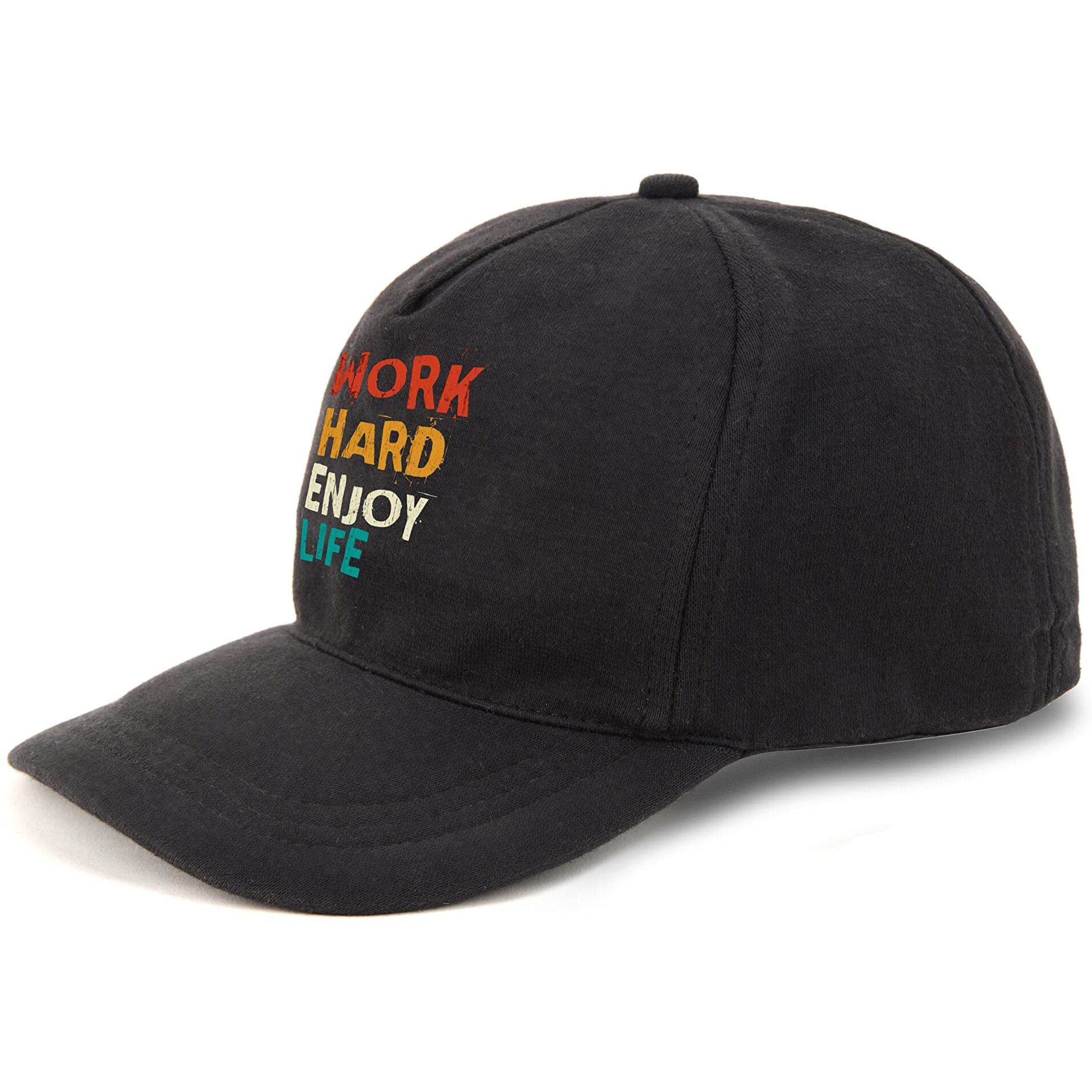 Primebox Head Caps For Men Unisex With Adjustable Velcro Strap Cap Summer Caps Men Sports Cricket Caps, Gym Cap (Black Cap Work Hard Enjoy Life Print)
