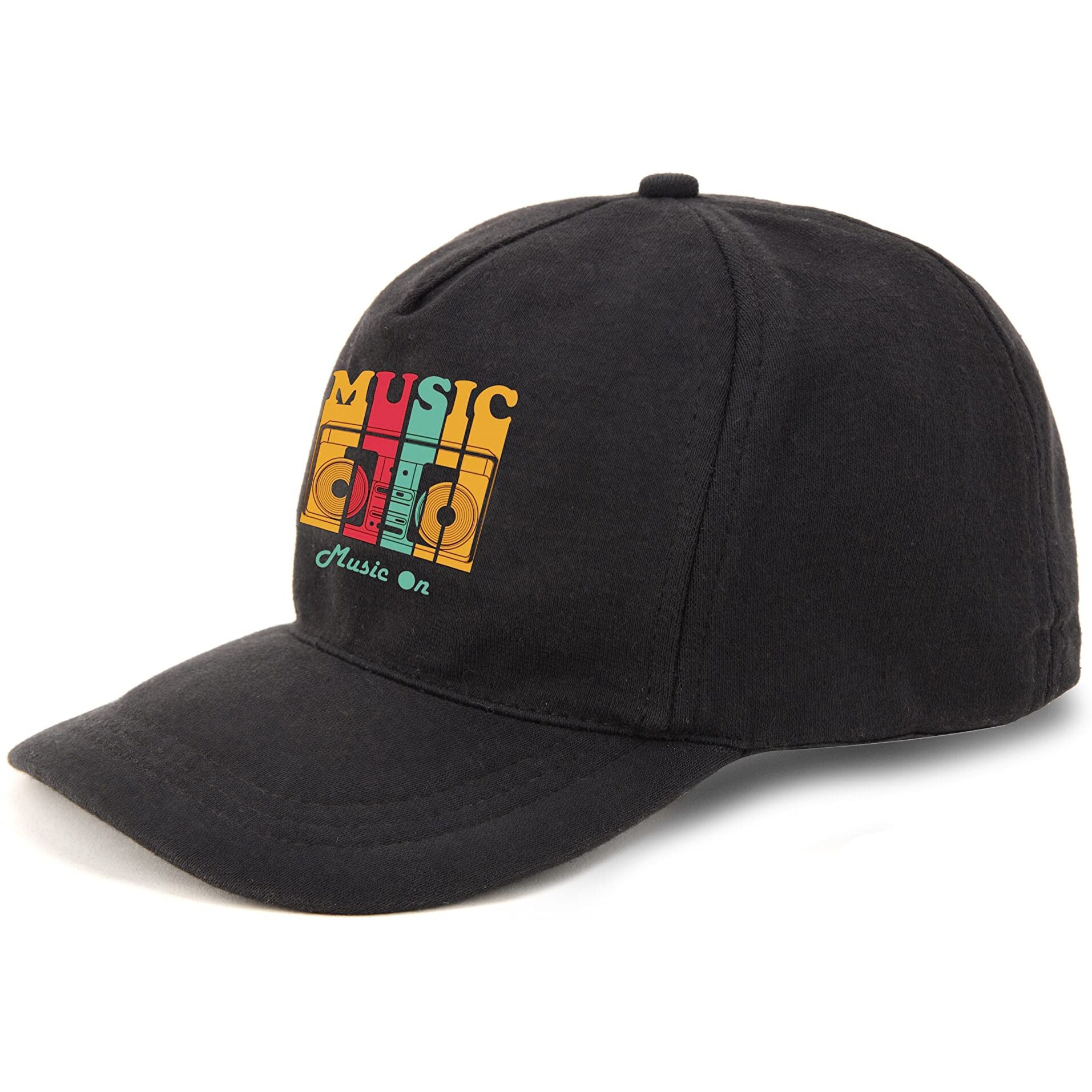 Primebox Head Caps For Men Unisex With Adjustable Velcro Strap Cap Summer Caps Men Sports Cricket Caps, Gym Cap (Black Cap Music On Print)