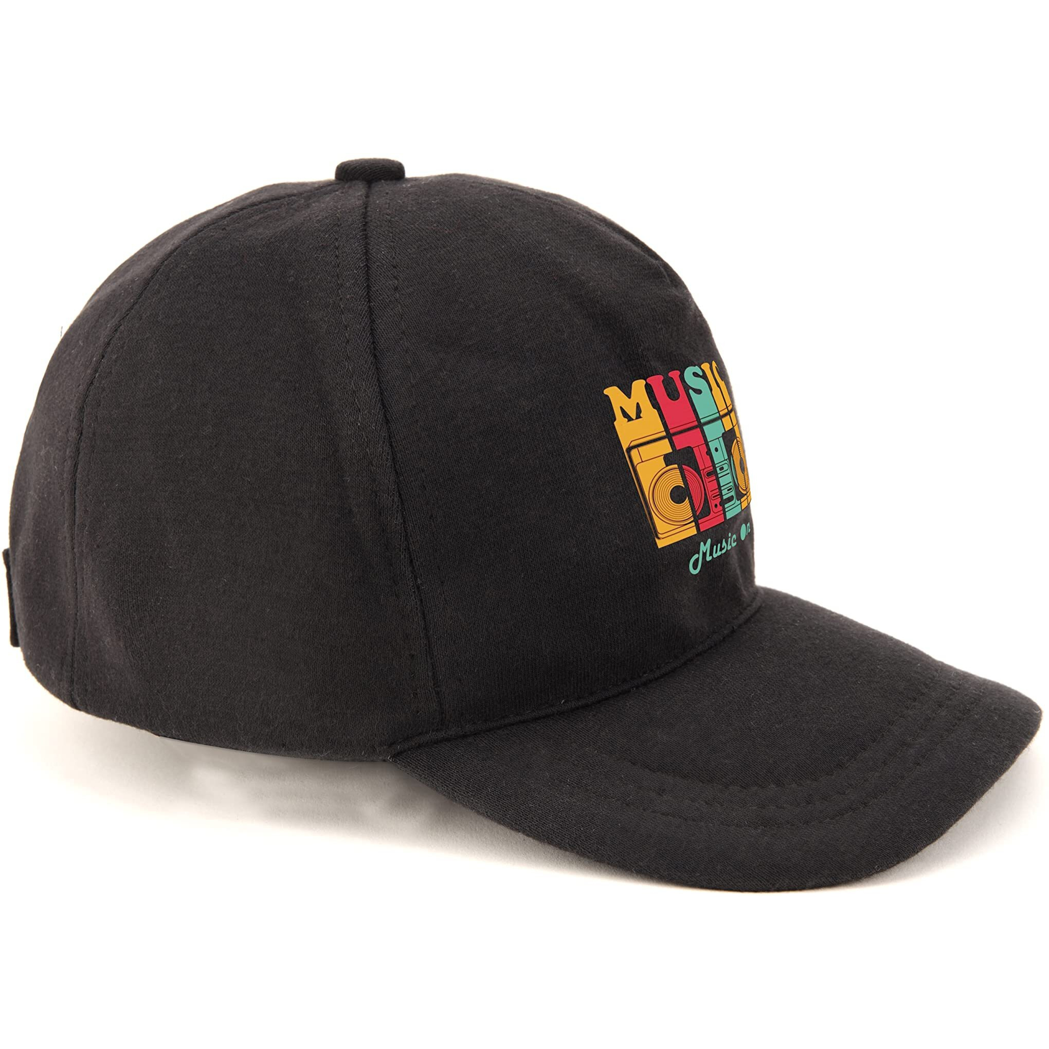 Primebox Head Caps For Men Unisex With Adjustable Velcro Strap Cap Summer Caps Men Sports Cricket Caps, Gym Cap (Black Cap Music On Print)
