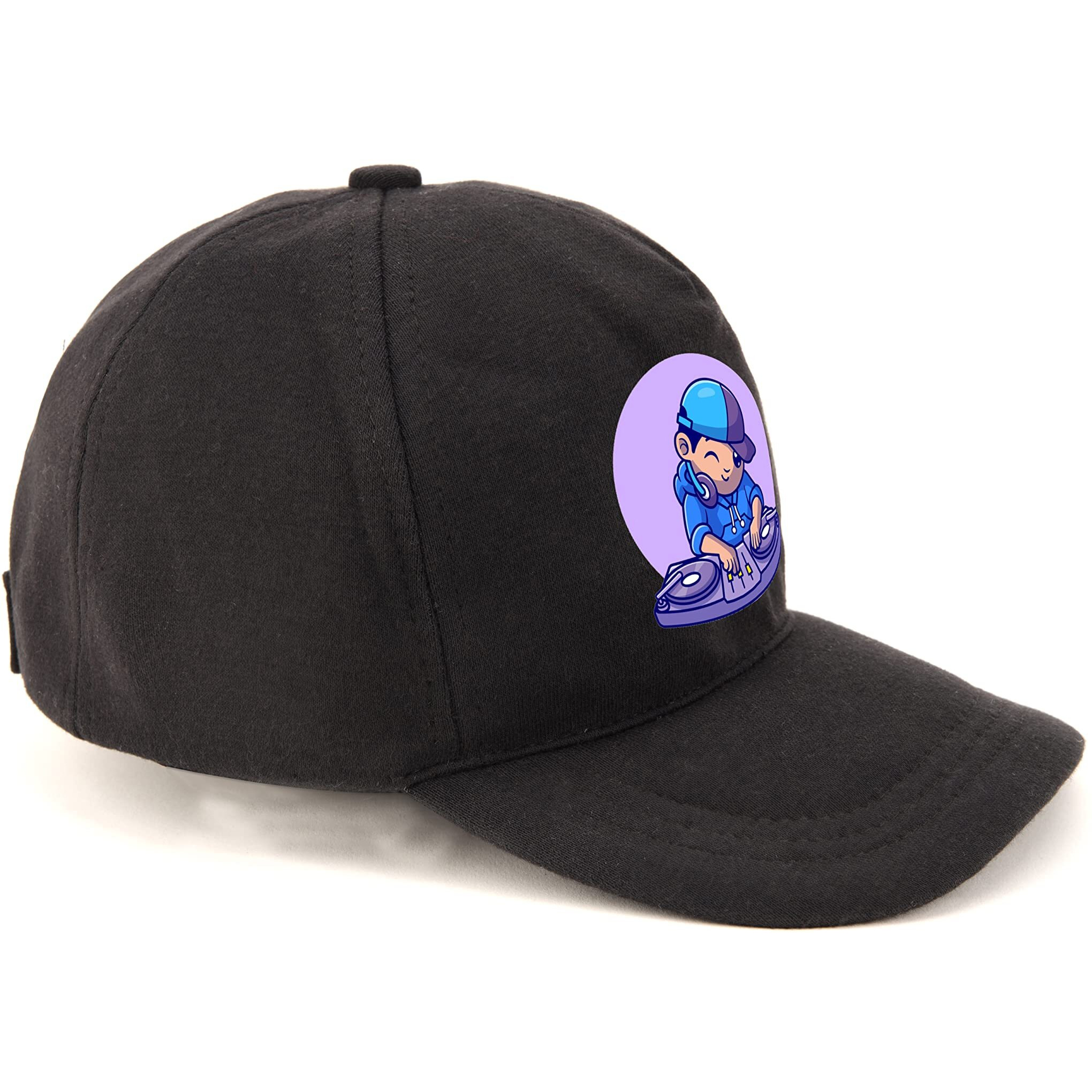 Primebox Head Caps For Men Unisex With Adjustable Velcro Strap Cap Summer Caps Men Sports Cricket Caps, Gym Cap (Black Cap Dj Boy Cute Print)