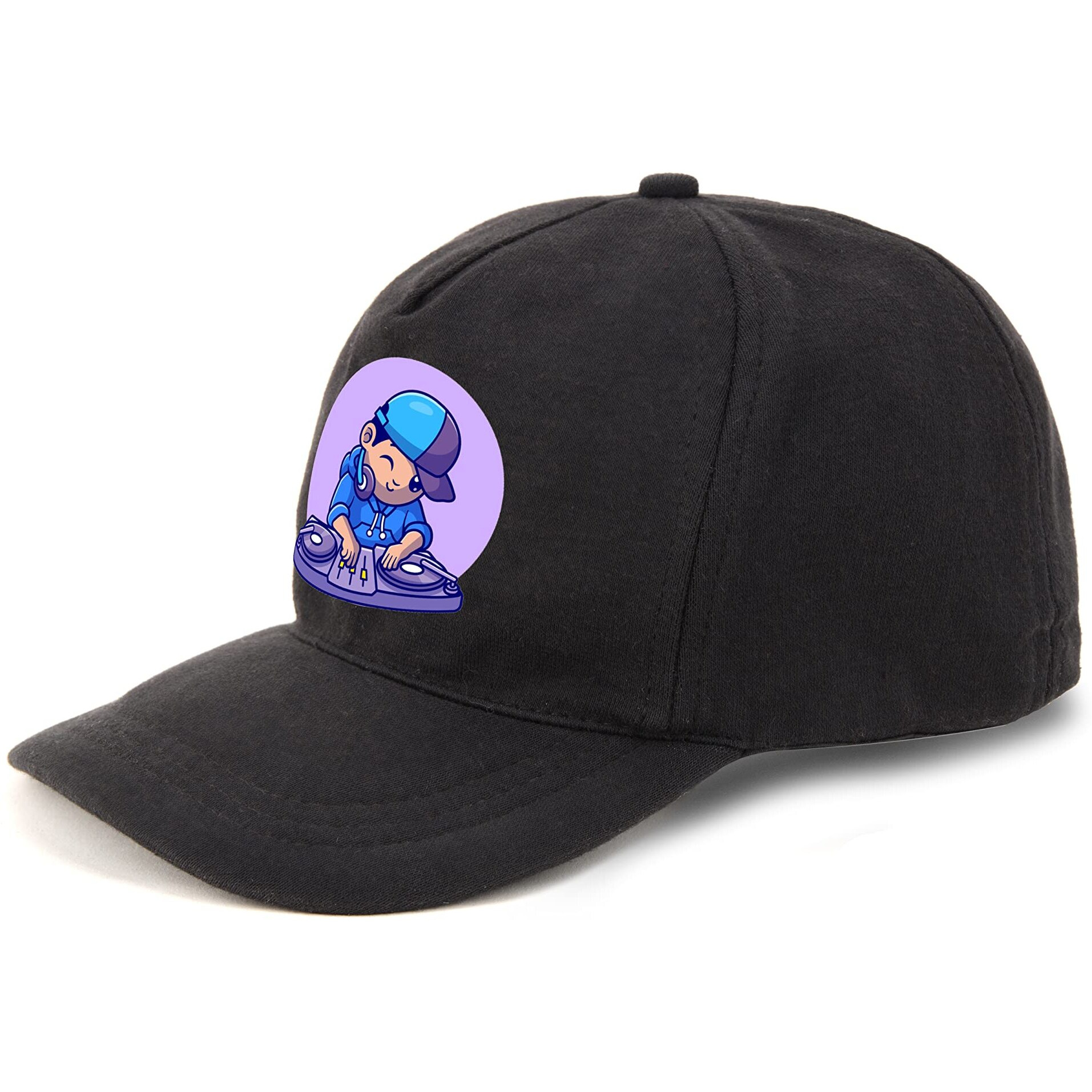 Primebox Head Caps For Men Unisex With Adjustable Velcro Strap Cap Summer Caps Men Sports Cricket Caps, Gym Cap (Black Cap Dj Boy Cute Print)