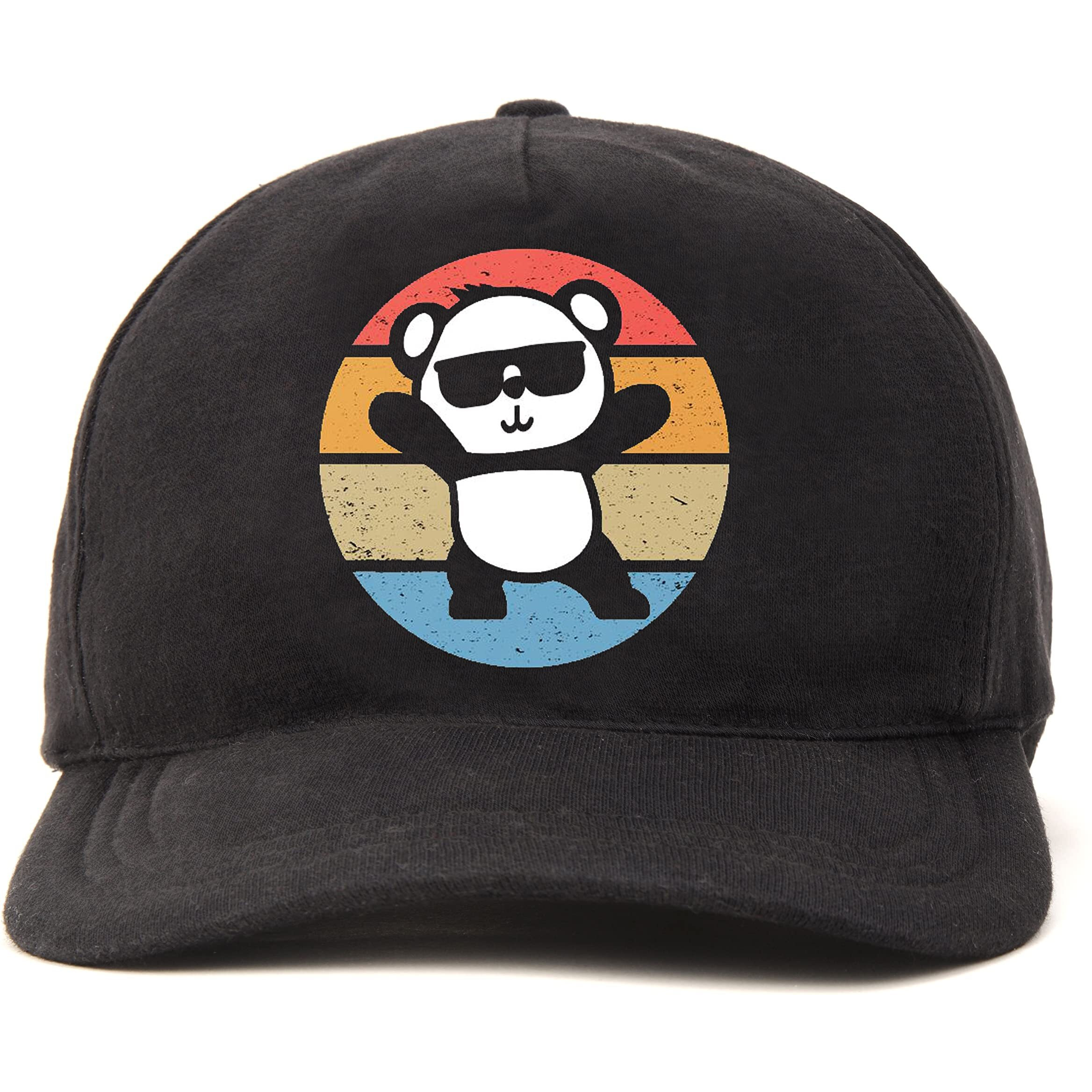 Primebox Head Caps For Men Unisex With Adjustable Velcro Strap Cap Summer Caps Men Sports Cricket Caps, Gym Cap (Black Cap Panda Cool Print)
