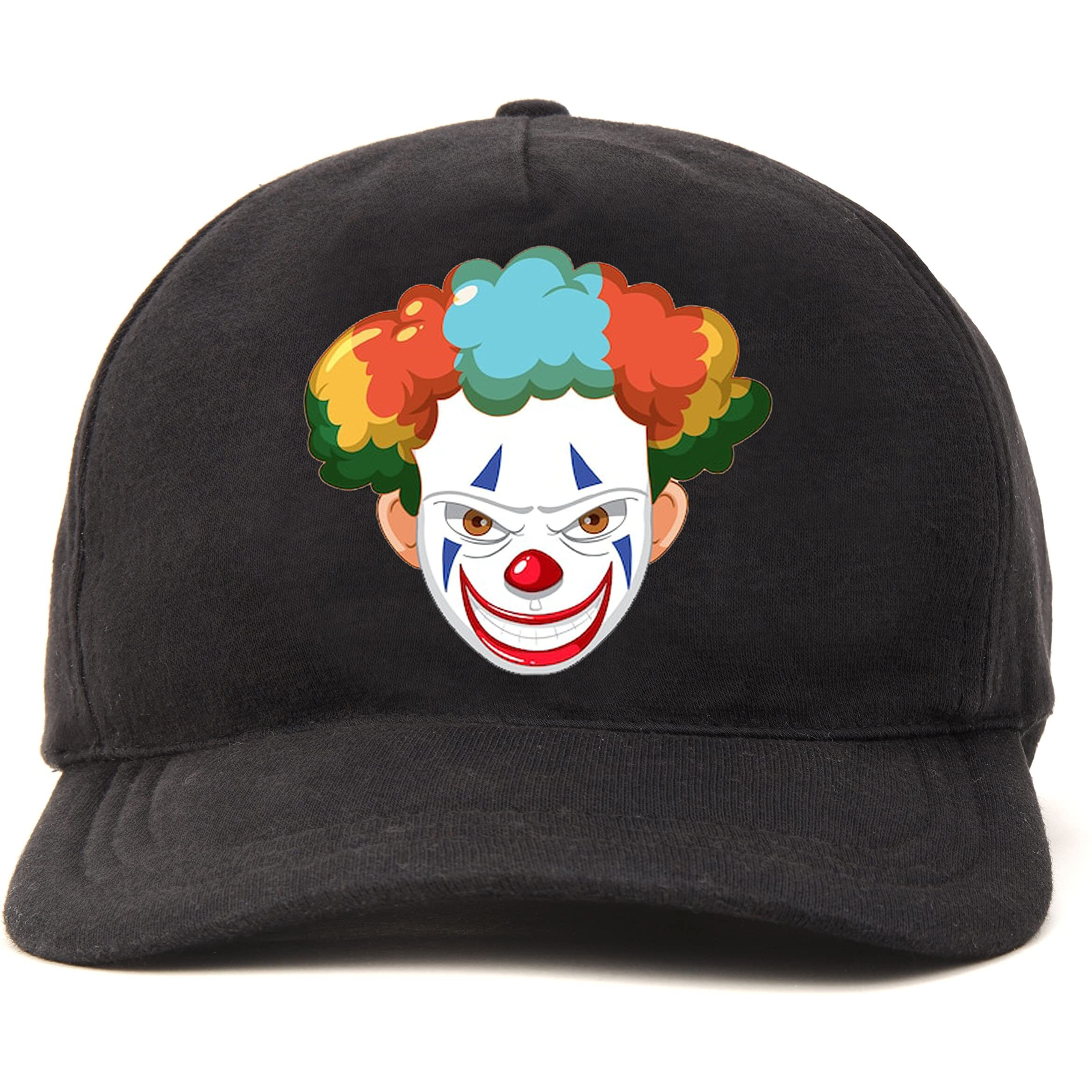 Primebox Head Caps For Men Unisex With Adjustable Velcro Strap Cap Summer Caps Men Sports Cricket Caps, Gym Cap (Black Cap Creepy Clown Face Print)