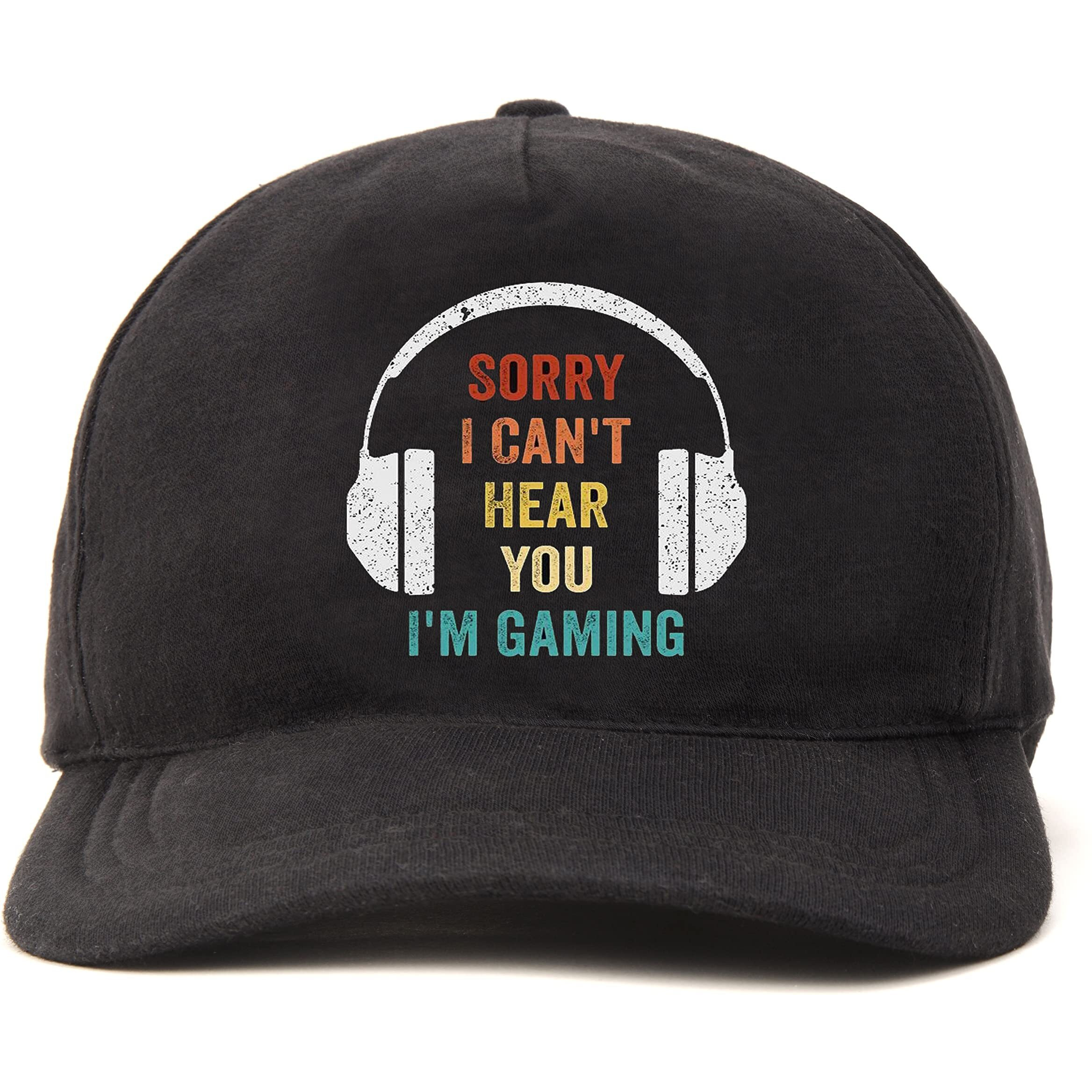 Primebox Head Caps For Men Unisex With Adjustable Velcro Strap Cap Summer Caps Men Sports Cricket Caps, Gym Cap (Black Cap Headphone Gaming Print)