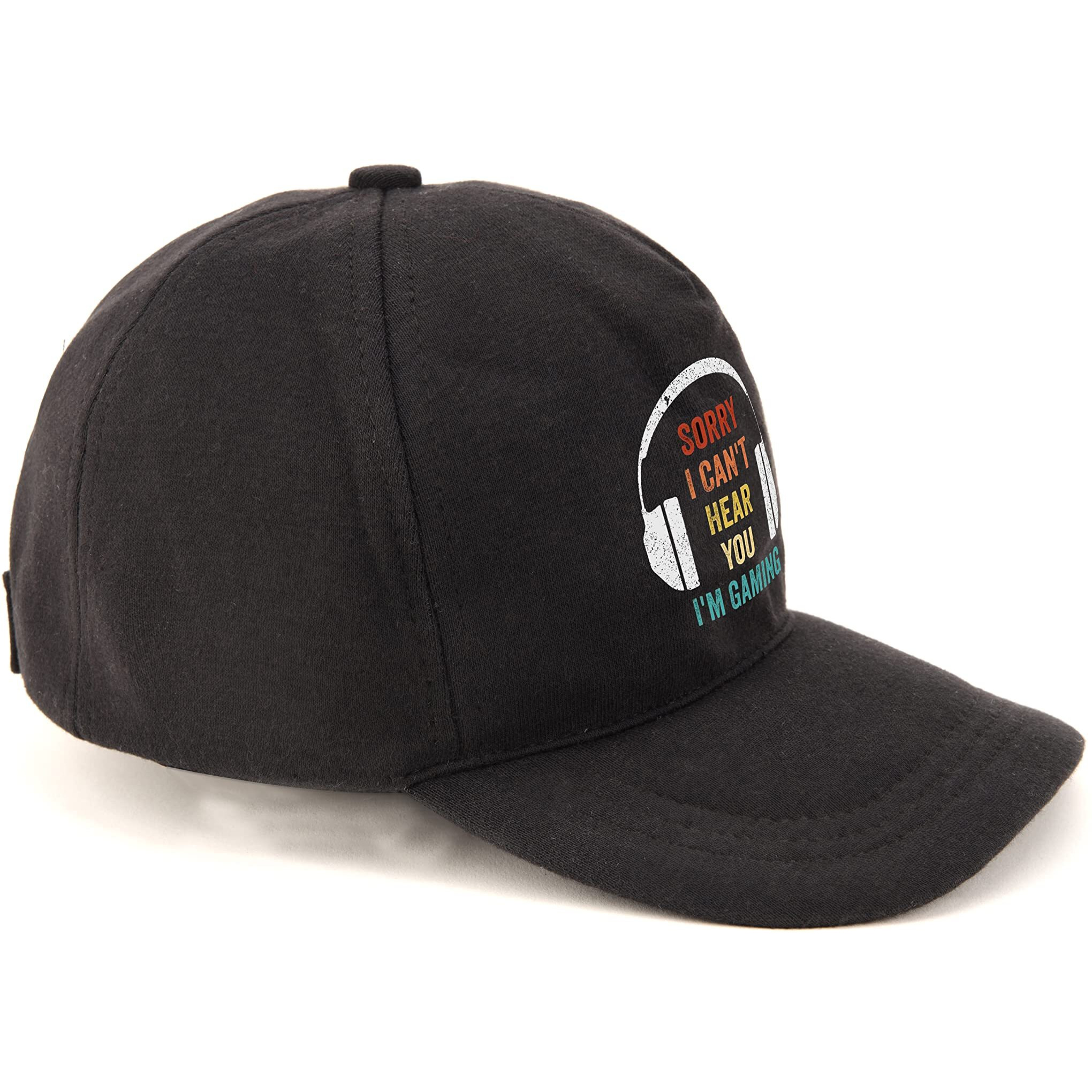 Primebox Head Caps For Men Unisex With Adjustable Velcro Strap Cap Summer Caps Men Sports Cricket Caps, Gym Cap (Black Cap Headphone Gaming Print)