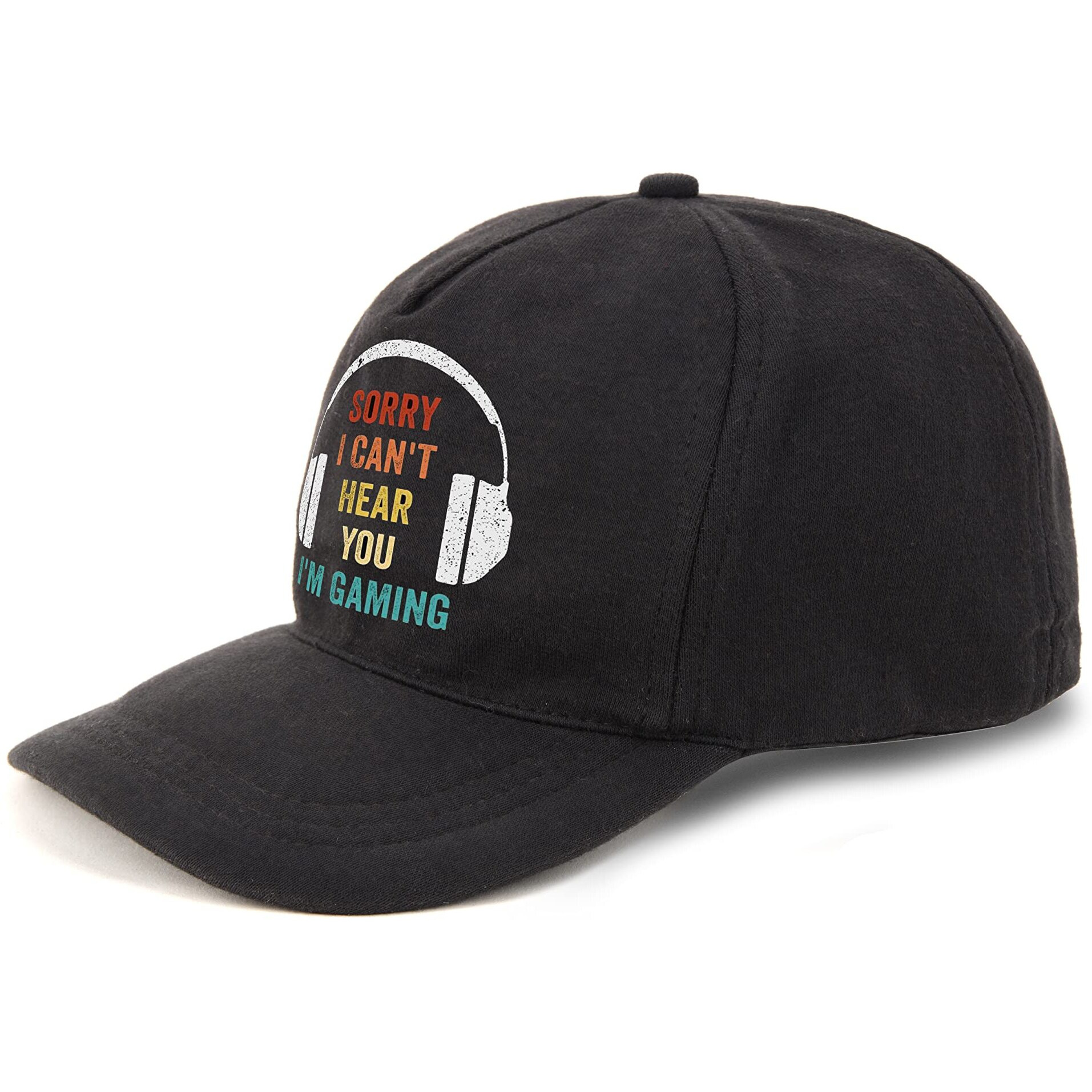 Primebox Head Caps For Men Unisex With Adjustable Velcro Strap Cap Summer Caps Men Sports Cricket Caps, Gym Cap (Black Cap Headphone Gaming Print)