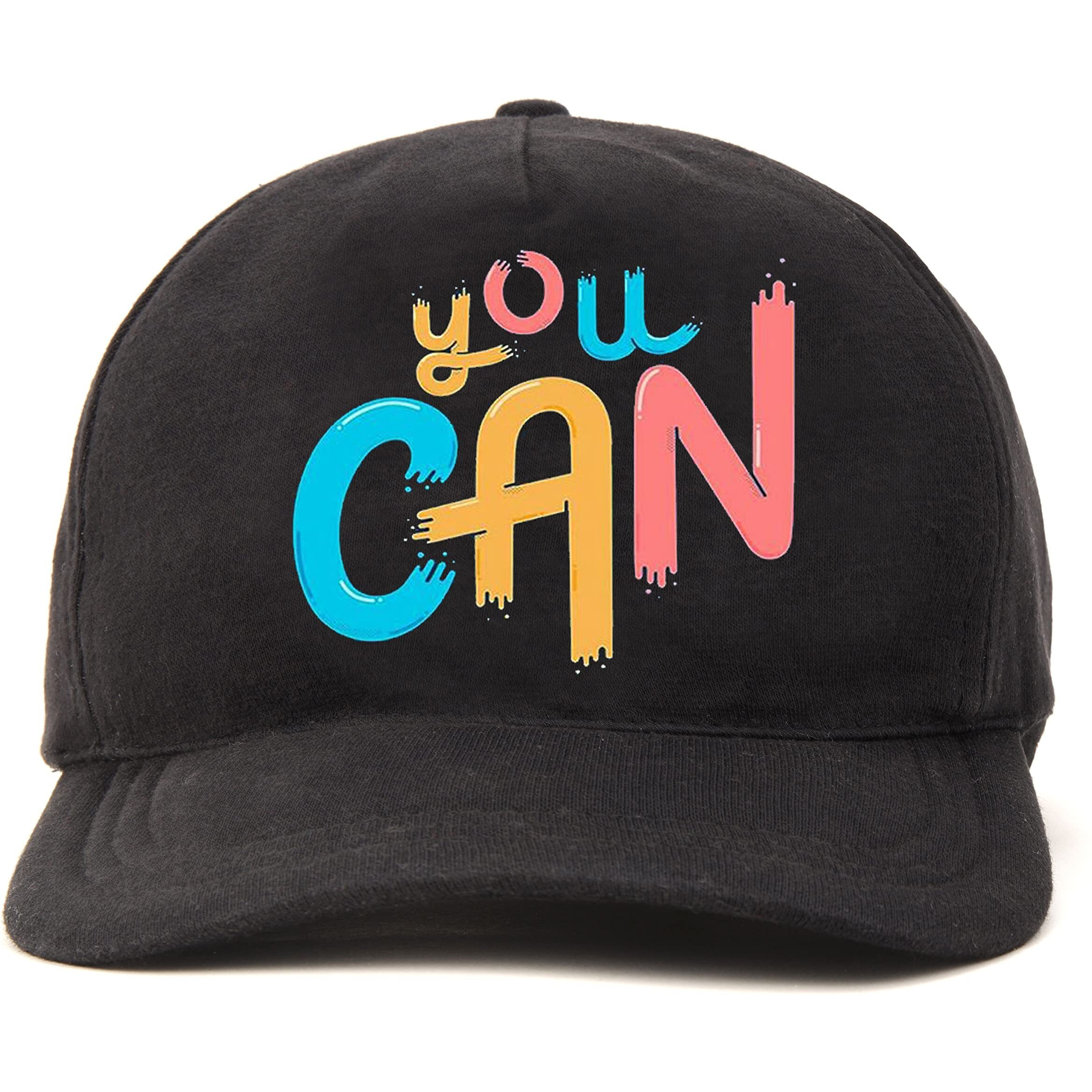 Primebox Head Caps For Men Unisex With Adjustable Velcro Strap Cap Summer Caps Men Sports Cricket Caps, Gym Cap (Black Cap You Can Print)