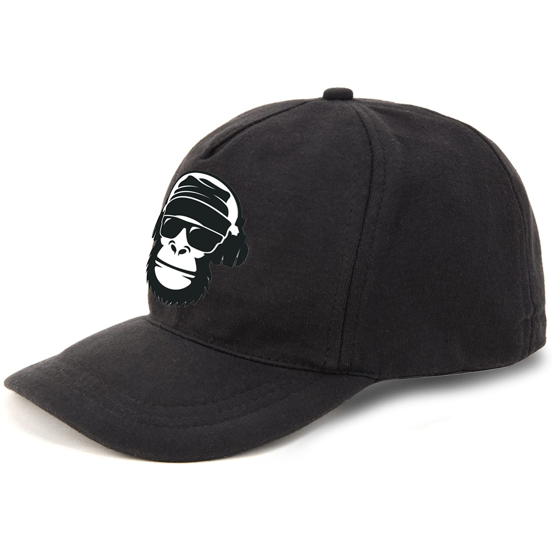 Primebox Head Caps For Men Unisex With Adjustable Velcro Strap Cap Summer Caps Men Sports Cricket Caps, Gym Cap (Black Cap Musical Gorilla Print)