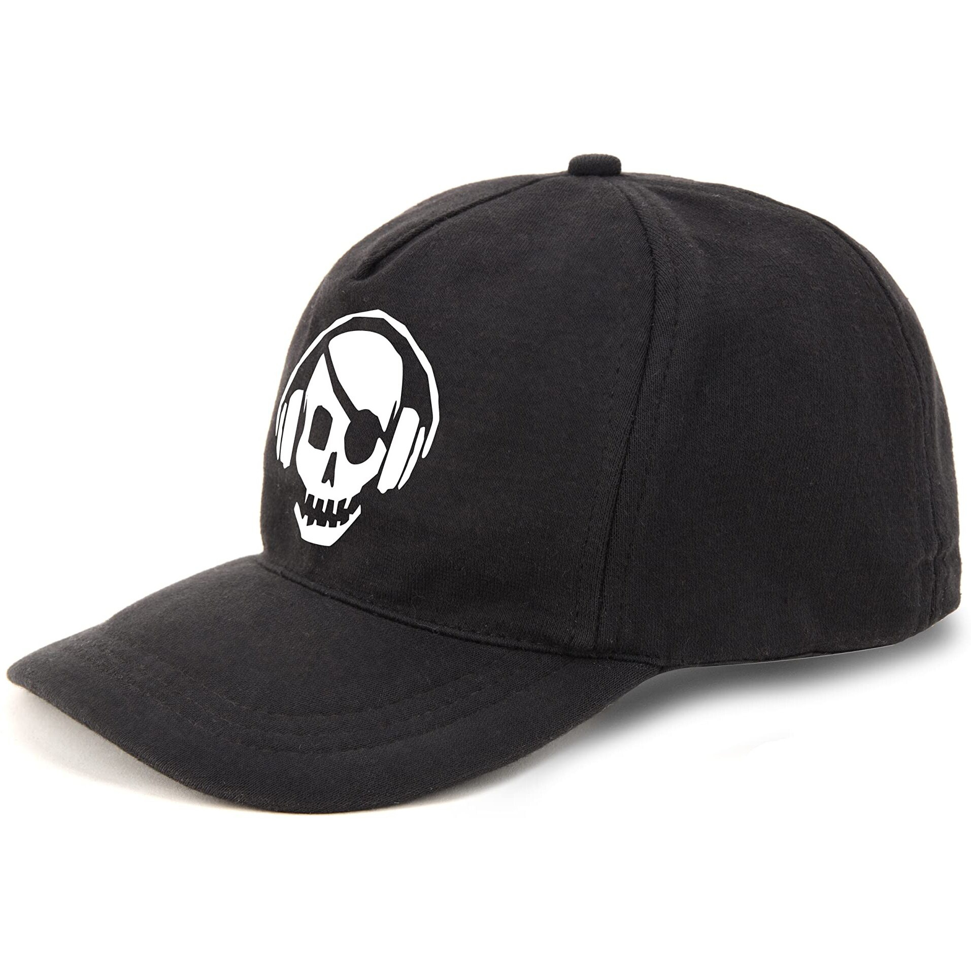 Primebox Head Caps For Men Unisex With Adjustable Velcro Strap Cap Summer Caps Men Sports Cricket Caps, Gym Cap (Black Cap Skull Headphone White Print)