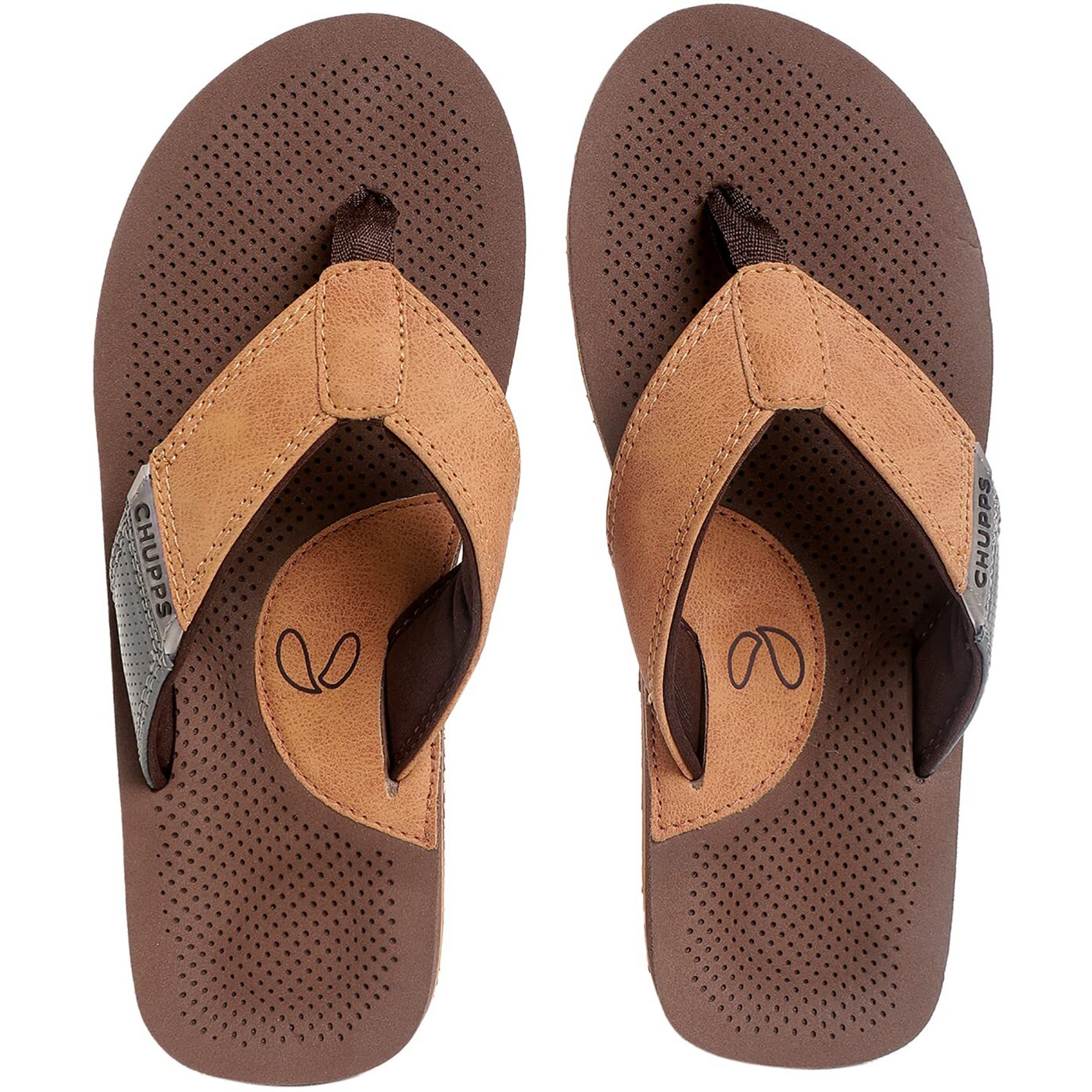 Chupps Men's Wyld Solid Uro Foam Comfort Flip Flop -Recycled Materials Light Brown