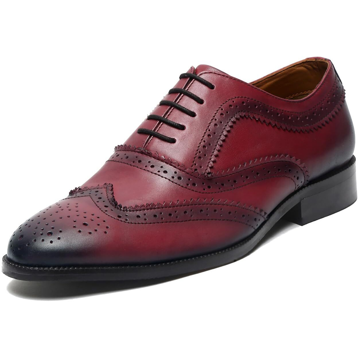 Louis Stitch Men's Formal Shoes | Handcrafted European Leather Brogues | Lace-Up Style For Business, Formal Rosewood, Uk Size 11 -Eubg