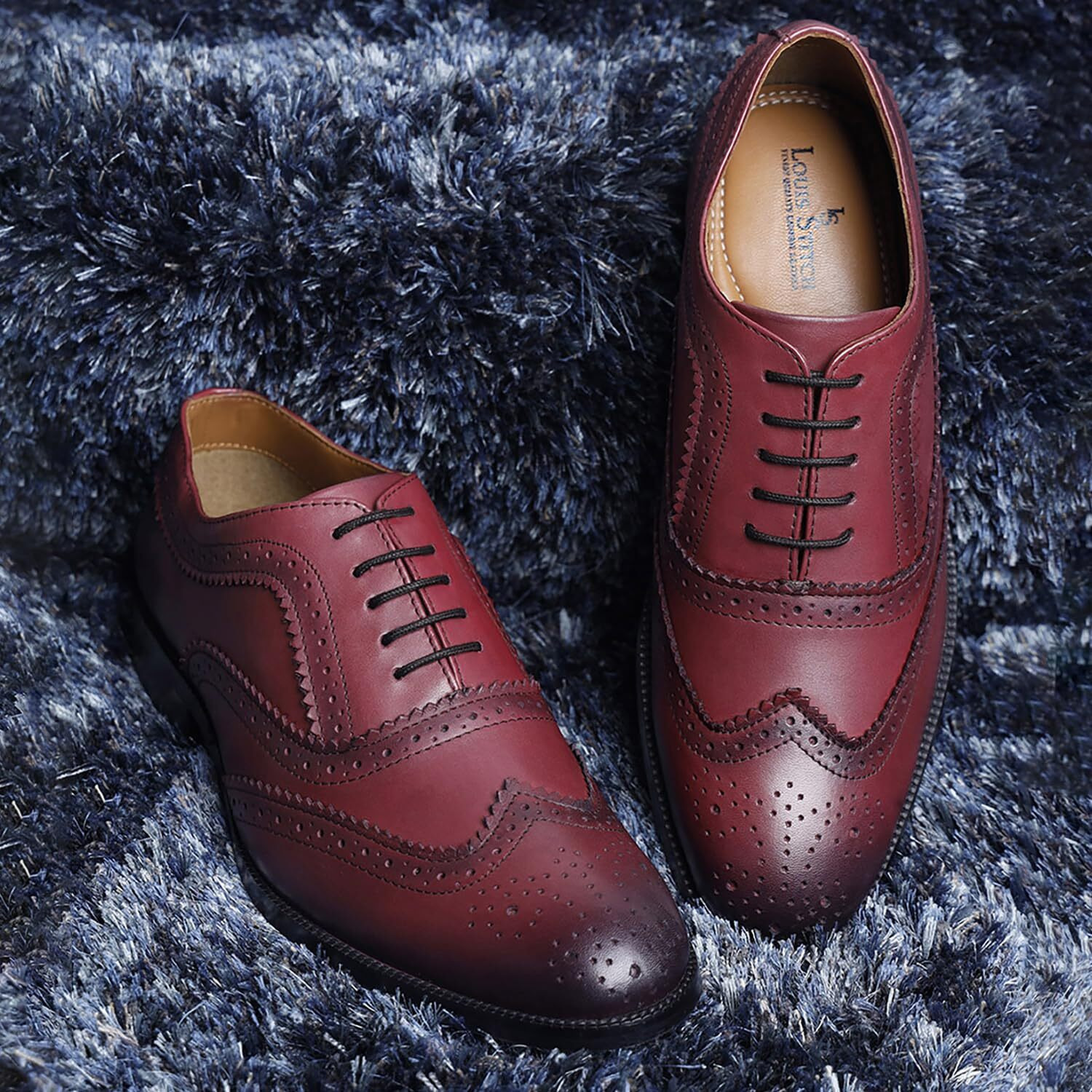 Louis Stitch Men's Formal Shoes | Handcrafted European Leather Brogues | Lace-Up Style For Business, Formal Rosewood, Uk Size 11 -Eubg