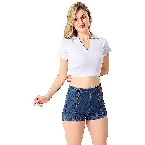 Trasa Women's With Sleeve Rib Knitted 100 Percent Cotton Racer Back Tank Slim Fit Tops Polo V Neck Crop Tank Tops - White - L, Xs