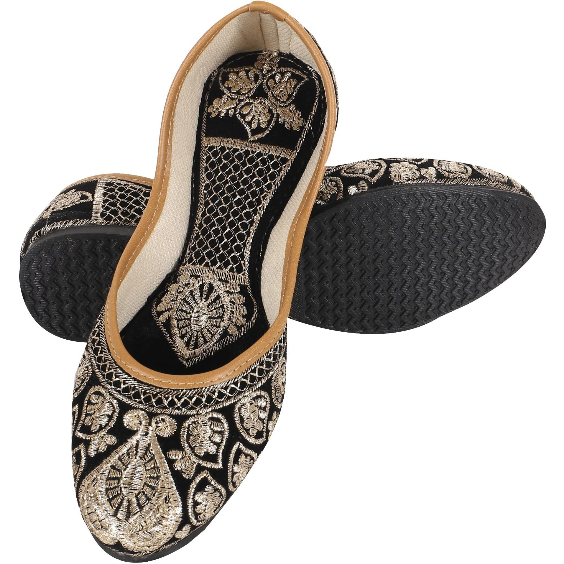 Dfr WomenS Embroidered Punjabi Mojari Jutti Juti Shoe, Uk Size 5 Black