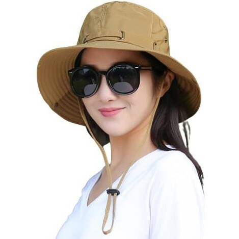Alexvyan Round Hat Sun Visor Hats For Women Uv Protection Wide Brim Summer Cap For Girls Hat Uv Protection Breathable Casual Beach Hat, Safari Hat Sun Protection Cap For Women Girl Men (Brown)