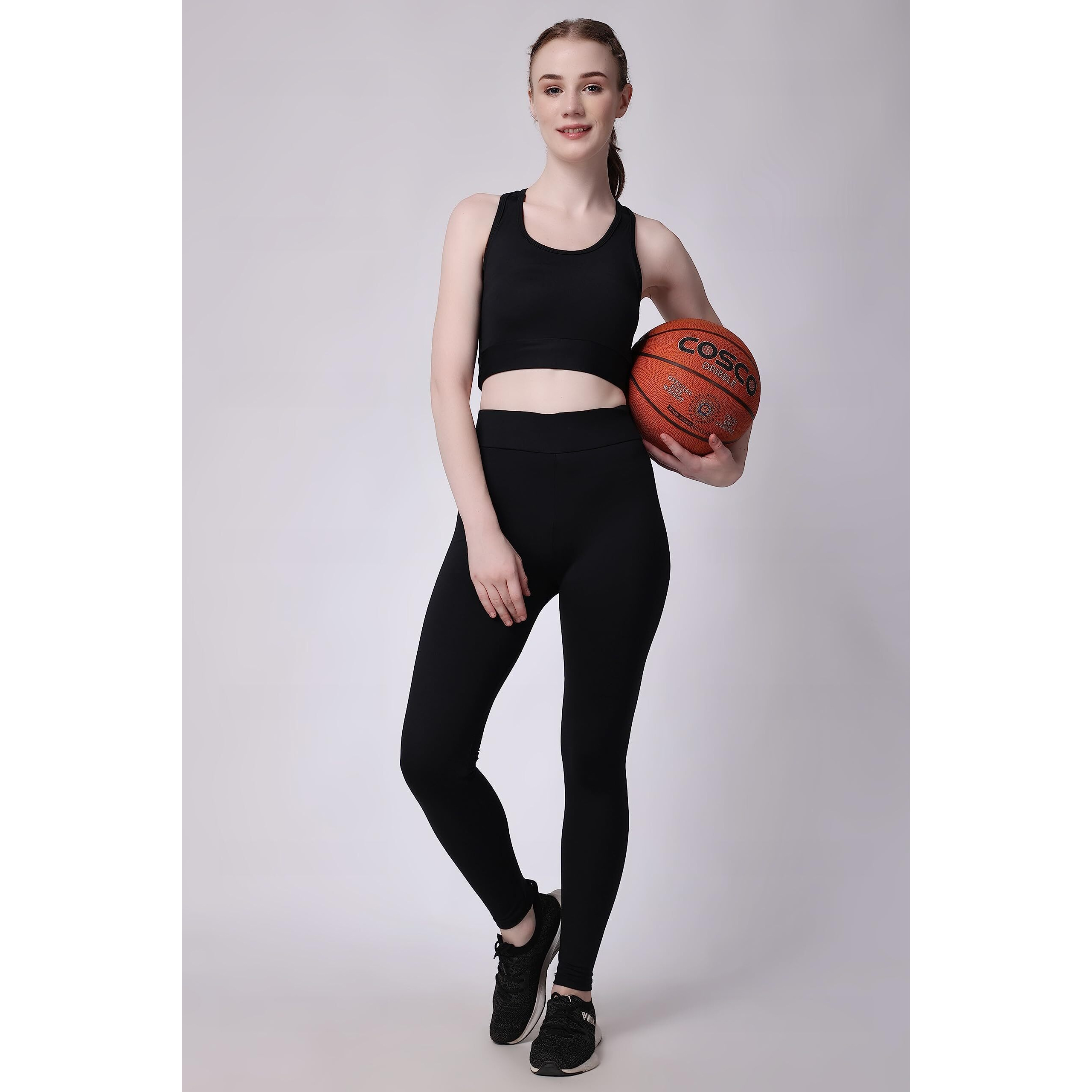 Beastribe - Women's Sports Bra & Track Pant Set For Gym,Yoga, Exercise, Sports| Seamless, Stretchable, Breathable Soft Fabric | Women 2 Piece Tracksuit Sports Bra & High Waist Legging (S, Black)