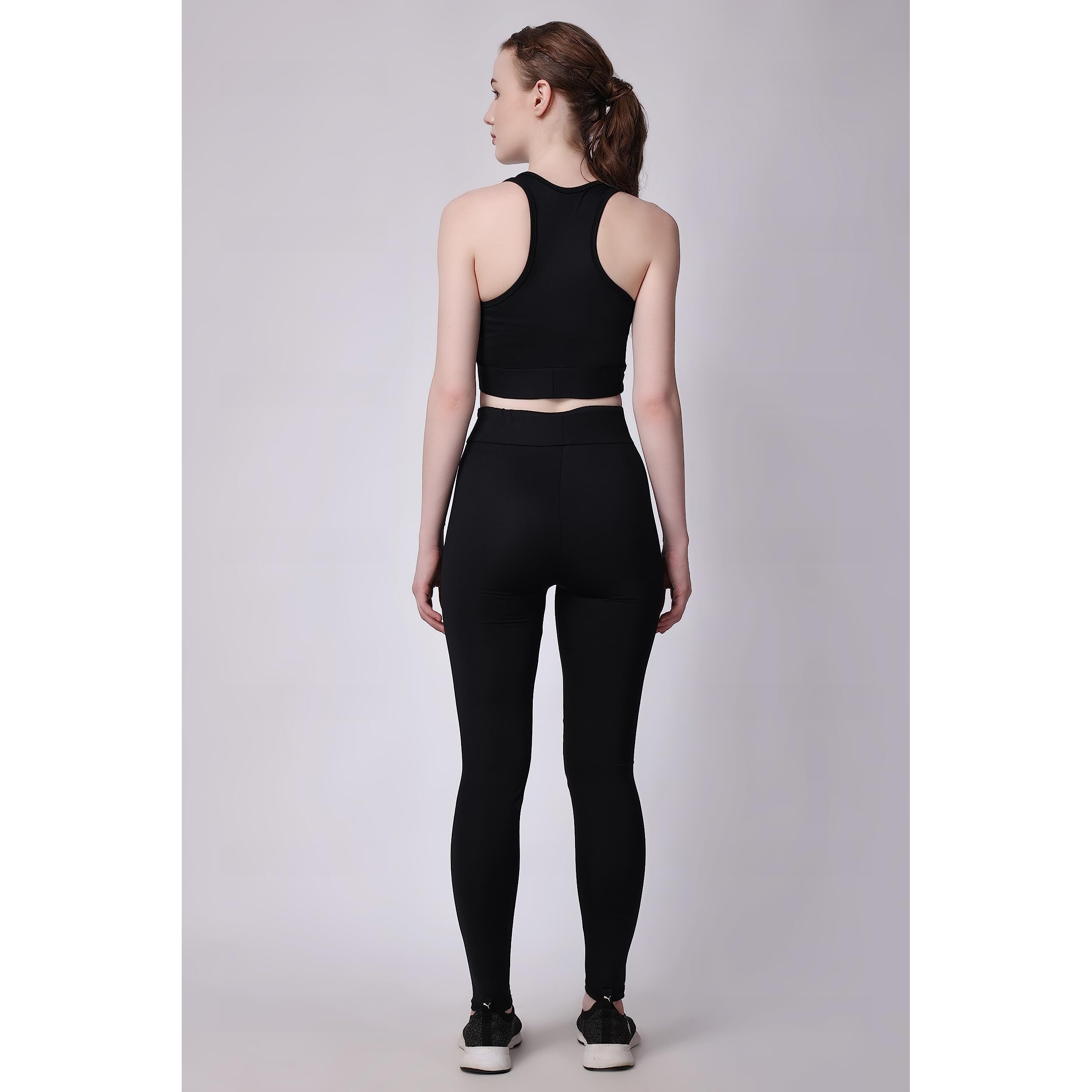Beastribe - Women's Sports Bra & Track Pant Set For Gym,Yoga, Exercise, Sports| Seamless, Stretchable, Breathable Soft Fabric | Women 2 Piece Tracksuit Sports Bra & High Waist Legging (Xl, Black)