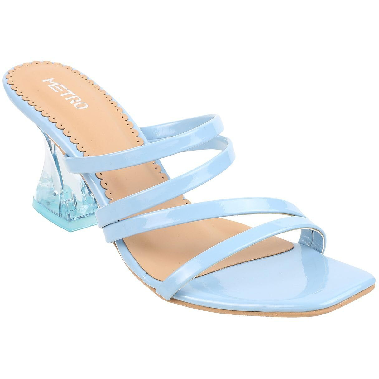 Metro Women Blue Chunky Heel Fashion Sandal Uk/4 Eu/37 (40-167)