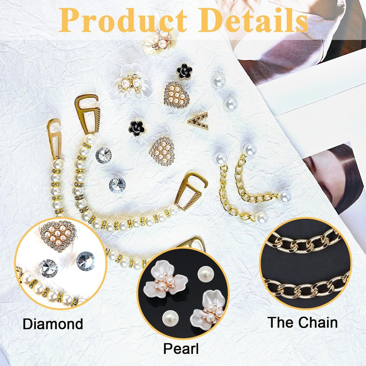 Hasthip 15Pcs Girly Jewelry Shoe Charms For Clog Slides Sandals, Diy Flower Pearl Shoe Decoration Charm Accessories For Girls Women, Party Favors Birthday Gifts