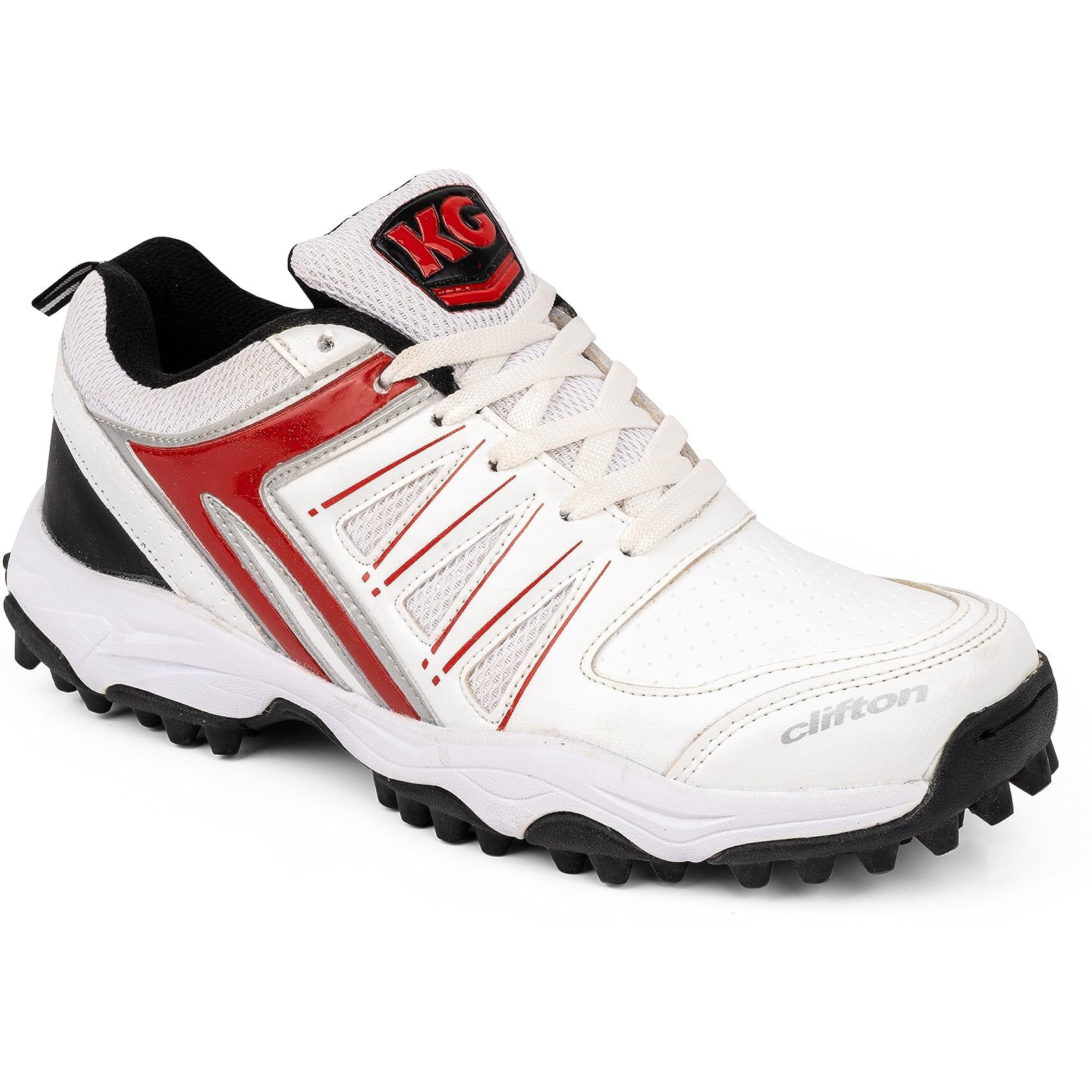 Kg Boost Cricket Shoe For Men, Light Weight (White Red, 7)