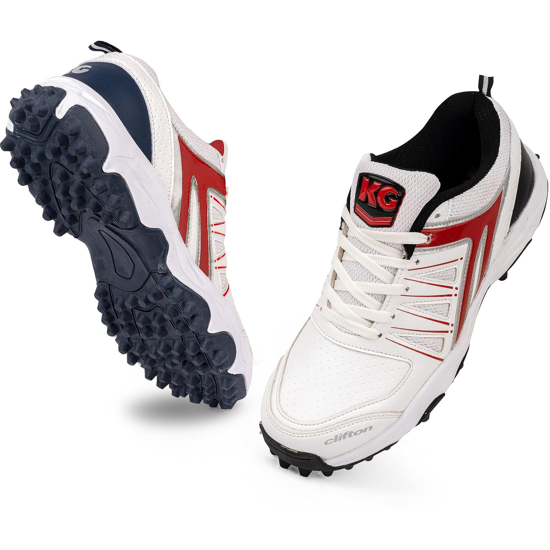 Kg Boost Cricket Shoe For Men, Light Weight (White Red, 11)