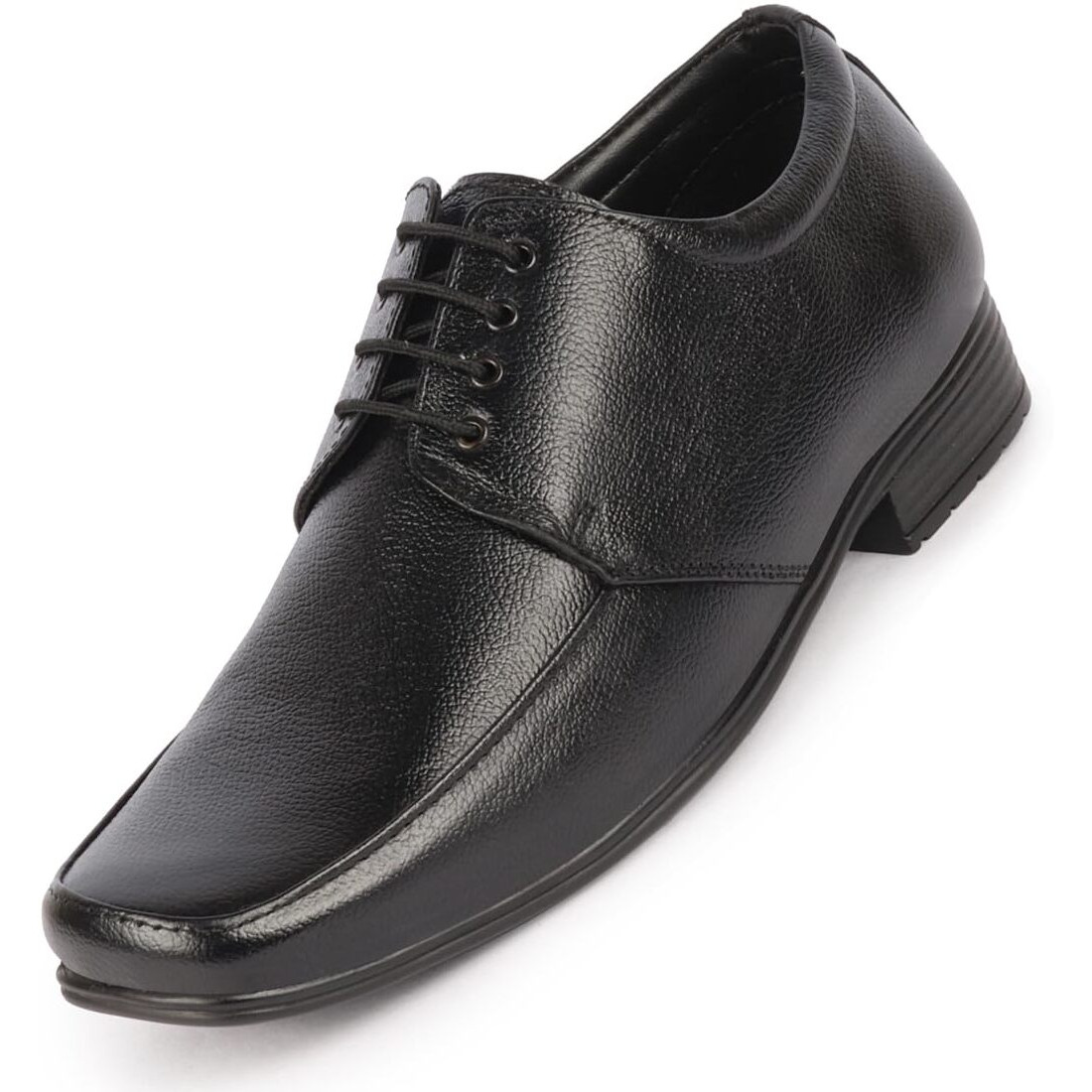 Fausto Fst Ki-906 Black-41 Men's Black Genuine Leather Formal Office Work Broad Feet Derby Lace Up Shoes With Comfort Eva Pad Insole (7 Uk)