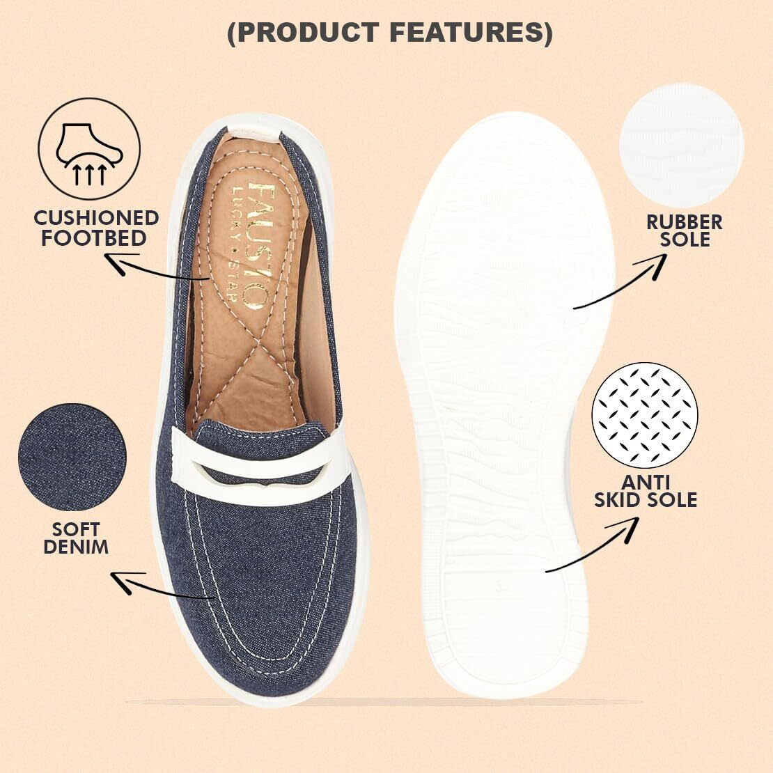 Fausto Fst Fjdwc-7013 Navy-41 Women's Navy Blue Fashion Outdoor Height Enhancer Open Back Slip On Upper Denim Casual Shoes (8 Uk)