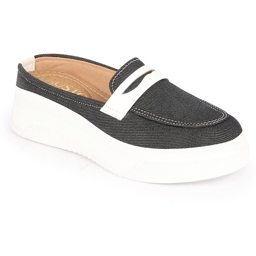 Fausto Fst Fjdwc-7013 Grey-38 Women's Grey Fashion Outdoor Height Enhancer Open Back Slip On Upper Denim Casual Shoes (5 Uk)