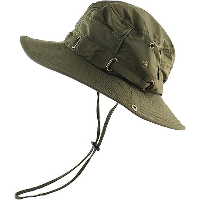 Alexvyan Women's Polyester Round Hat Sun Visor | Uv Protection | Wide Brim Summer Cap | Breathable Casual Beach Hat | Safari Hat Sun Protection Cap (Green, Large)