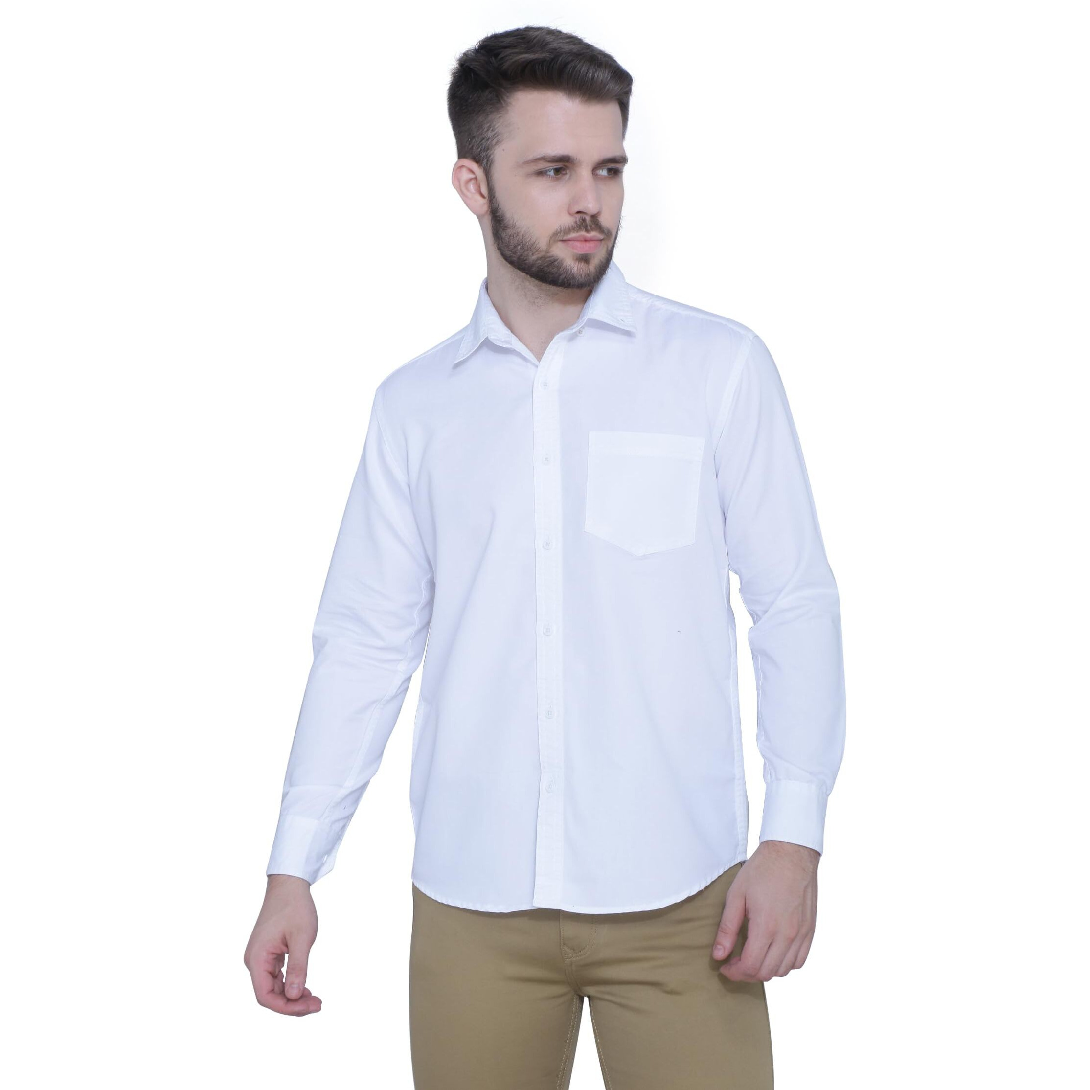 Flags Men's Casual Denim Shirt White Colour Size 40