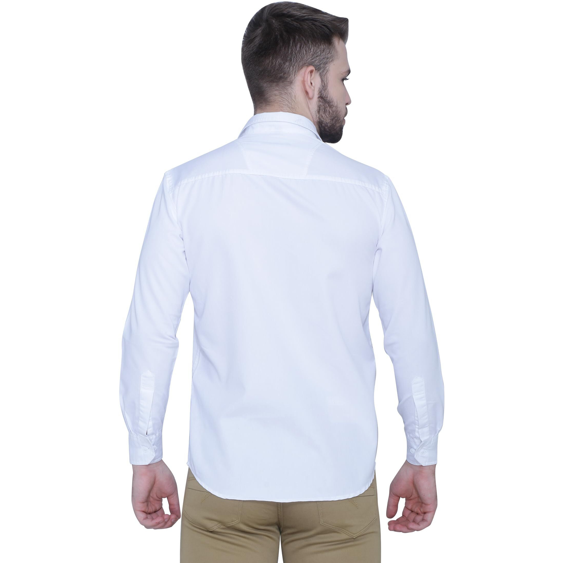 Flags Men's Casual Denim Shirt White Colour Size 40