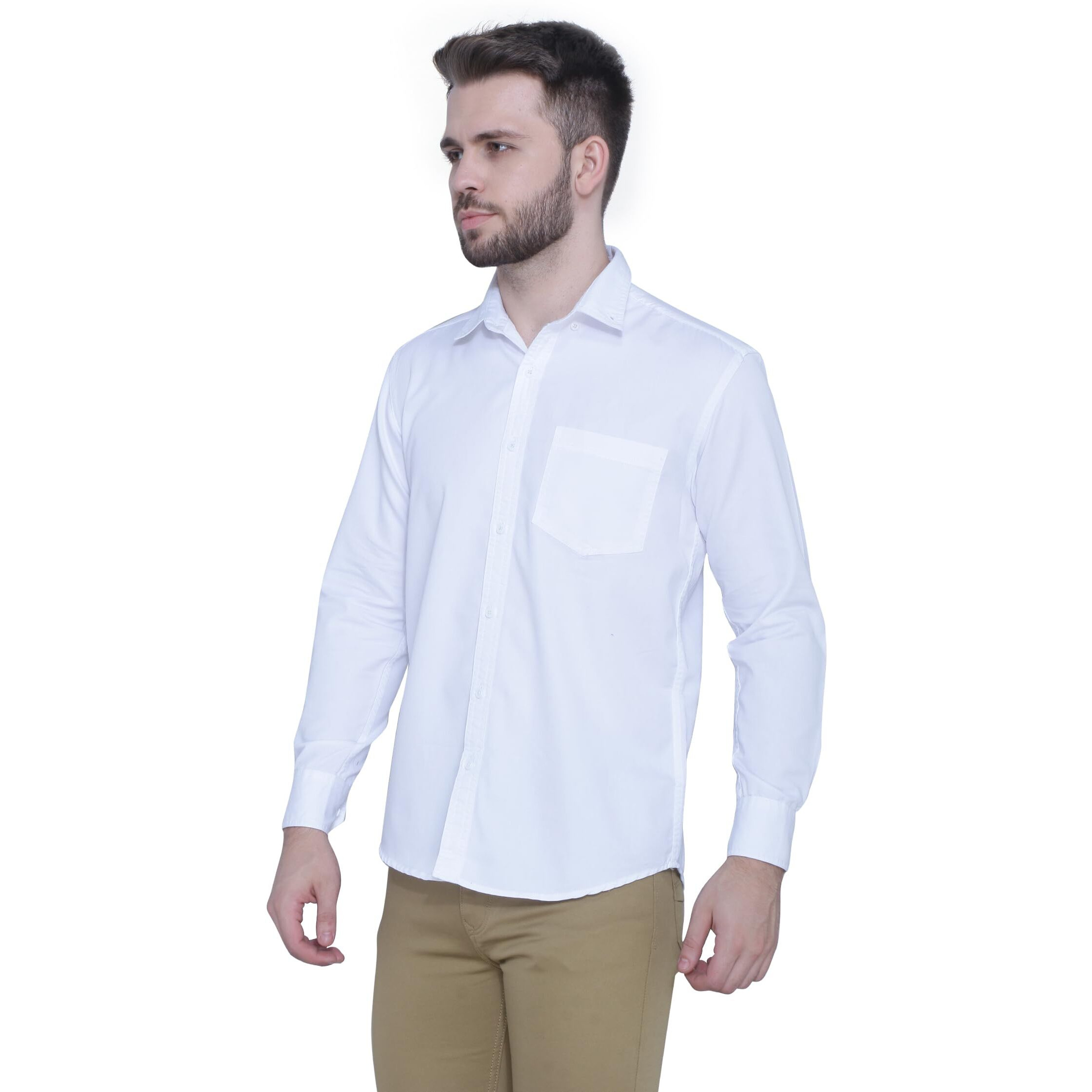 Flags Men's Casual Denim Shirt White Colour Size 40
