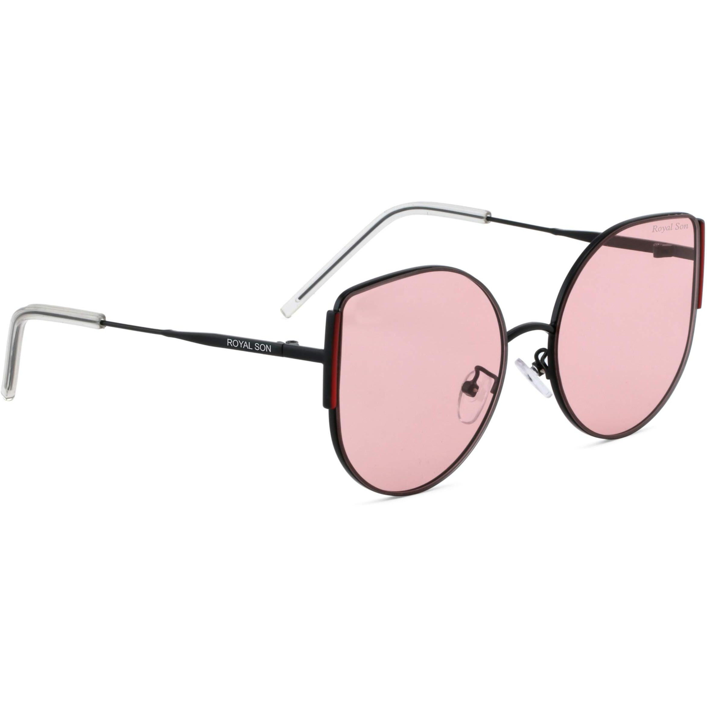 Royal Son Latest Stylish Cat Eye Oval Goggles Sunglasses For Women Girls Ladies (Pink Lens)