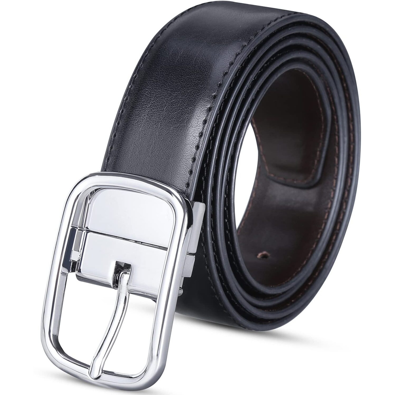 Labnoft Mens Faux Leather Pu Leather Reversible Belt (Belt-039-Ch), Black