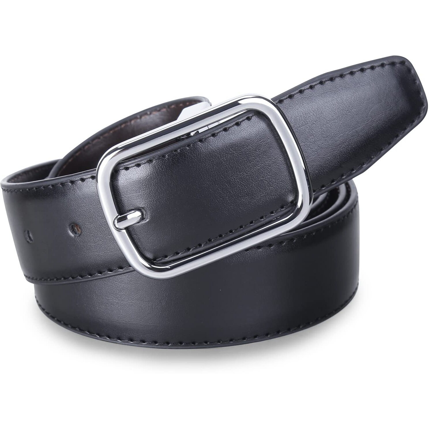 Labnoft Mens Faux Leather Pu Leather Reversible Belt (Belt-039-Ch), Black