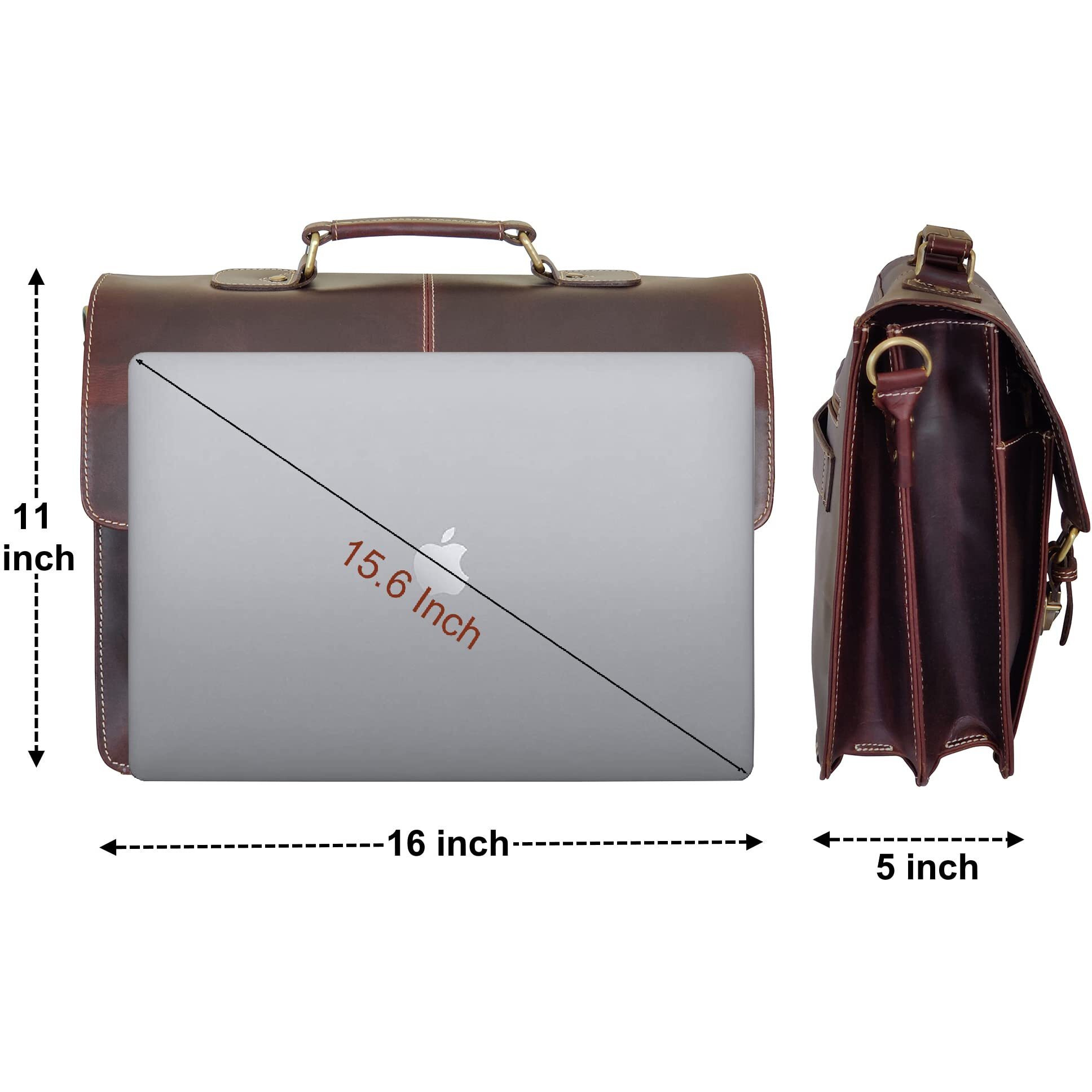 Rustic Town Leather Laptop Bag For Men - 16" Messenger Crossbody Briefcase Bag - Ideal For Office, College, & Travel - Durable Shoulder Bag - Gift For Men