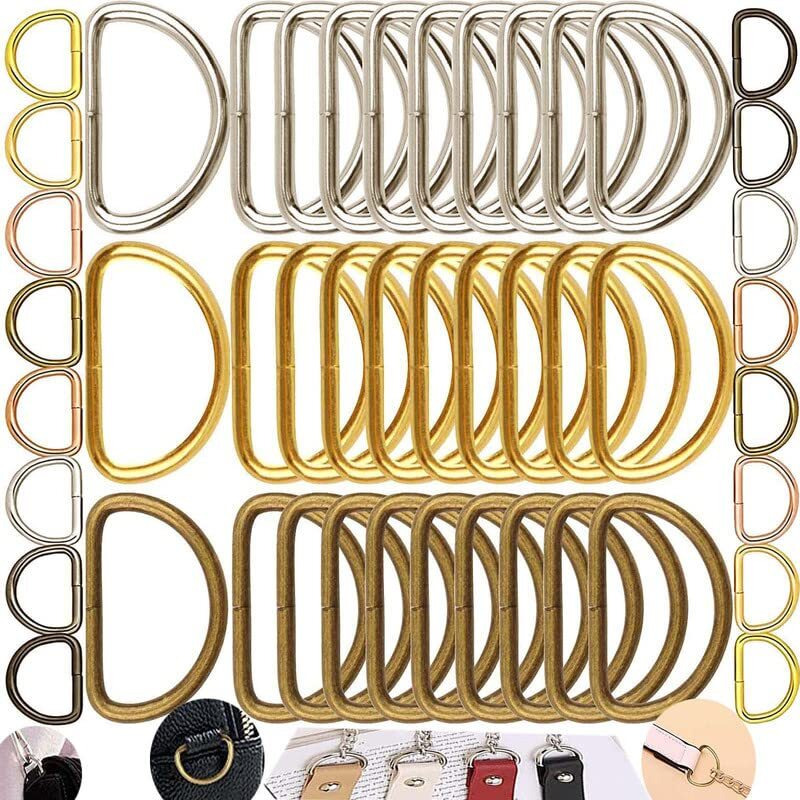 Diy Crafts 10 Pcs, Chrome Silver, Metal D Ring Semi-Circular D Ring For Hardware Bags Ring Hand Diy Ac (10 Pcs, Chrome Silver)